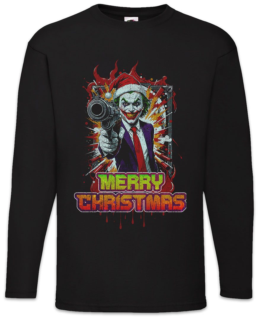 Langarmshirt Merry Christmas Joker Gun Langarm T-Shirt Happy Santa X-Mas Claus