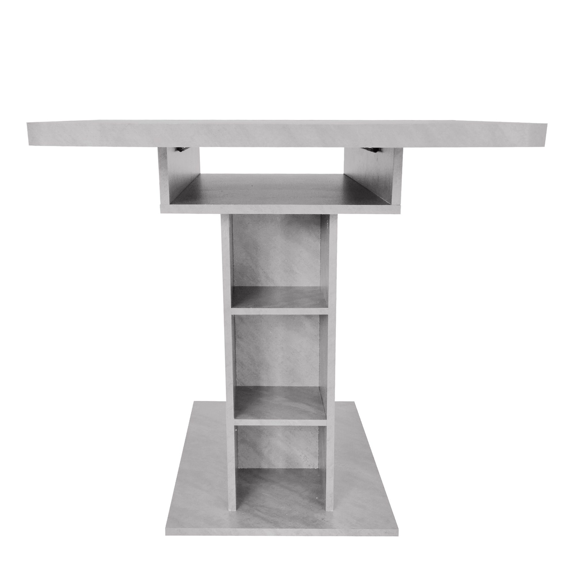 KLAM HOME Esstisch Küchentisch mit Stauraum (Tischplatte bis 130cm ausziehbar), 110x70x75 cm Esstisch Freizeittisch Couchtisch aus Metall und MDF – Bild 5 von 5