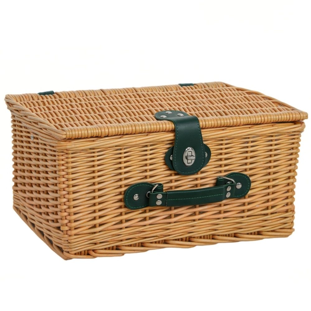 CHICFURN Picknickkorb Picknickkoffer aus Weidenholz mit isoliertem Kühlfach (Packung, 1 St., Inklusive Besteckset und Zubehör für Camping, Strand und Ausflüge), Komplettes Picknickset für 2 Personen, Farbe Hellbraun