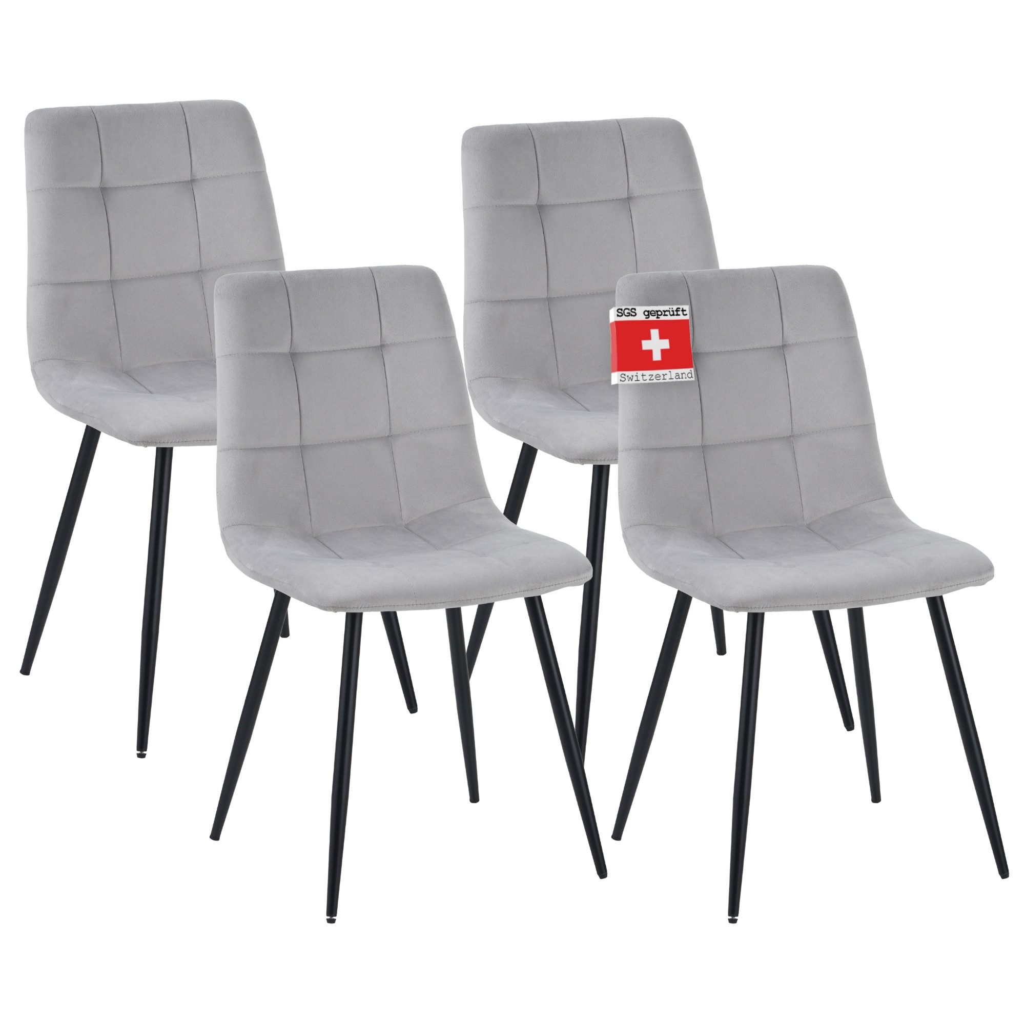 Albatros International Esszimmerstuhl Esszimmerstuhl BORA 4er Set Grau Samt günstig online kaufen