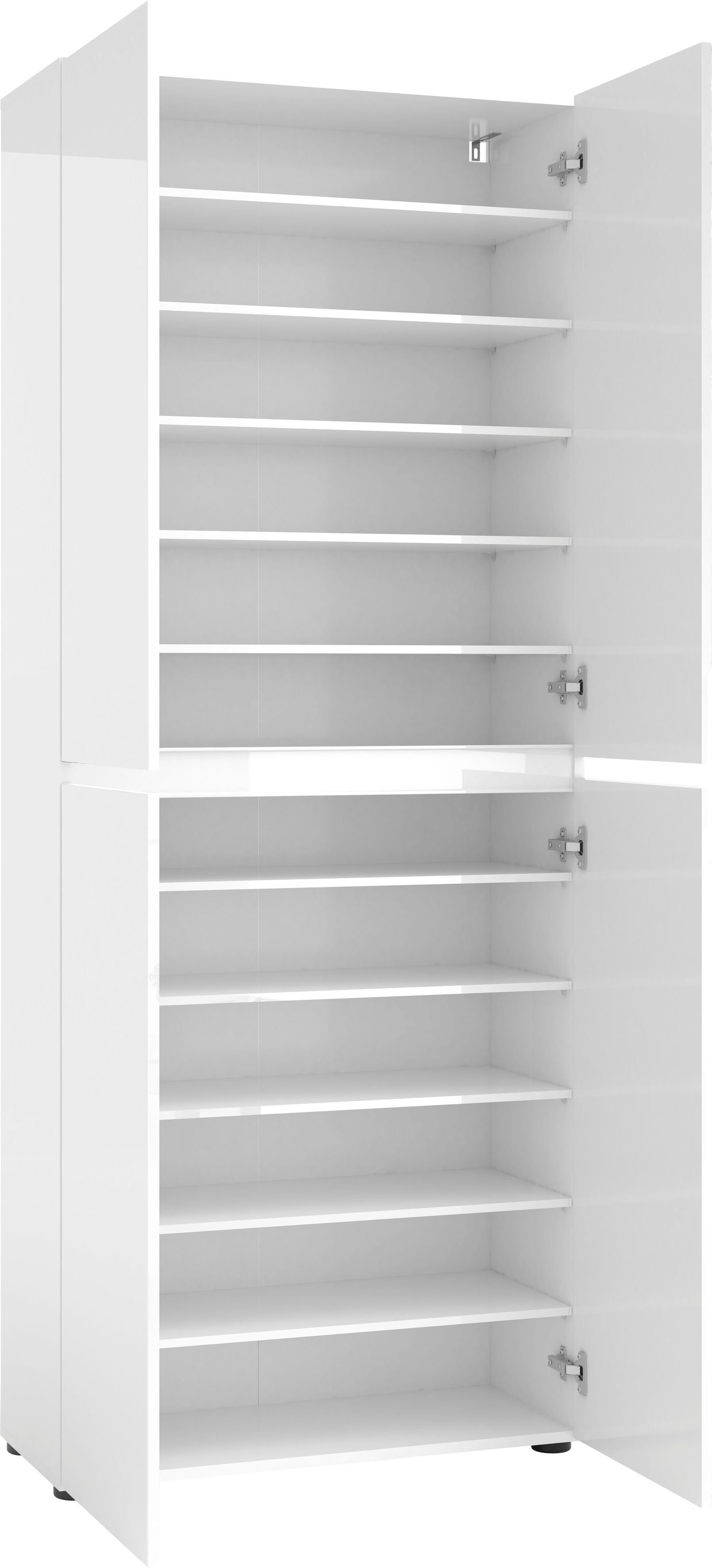 Home affaire Schuhschrank MISTER- Schuhregal, Made in Italy, 12 Fächer, 10 Einlegeböden Hochglanz lackiert,Breite 80 cm, Höhe 200 cm, 4 Türen, wendbare Blende – Bild 5 von 5