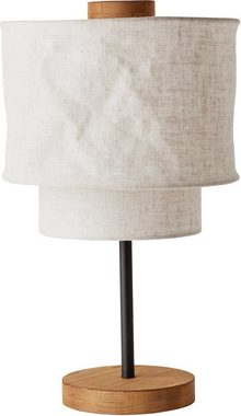 OTTO products Tischleuchte Lucee, ohne Leuchtmittel, Tischlampe Schirm aus Leinen, Holzelemente, E27 Fassung, beige/natur