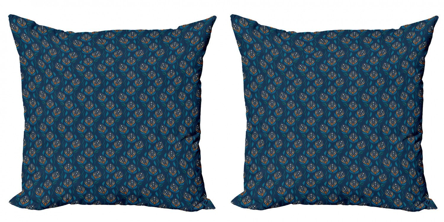 Digitaldruck, Blütenblätter Kissenbezüge Orange Abakuhaus (2 Modern Stück), Blue Doppelseitiger Accent Oriental