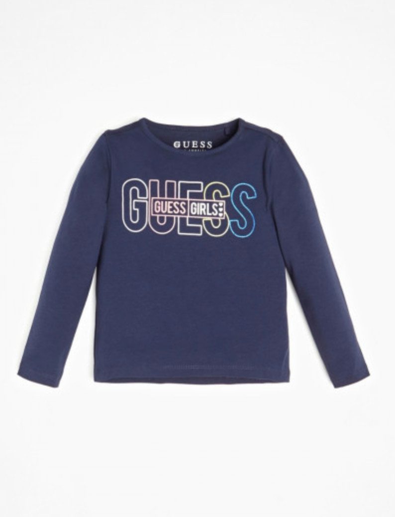 Guess Kids Langarmshirt Kinder Langarmshirt aus Baumwolle mit Logo-Print, elastisch & bequem