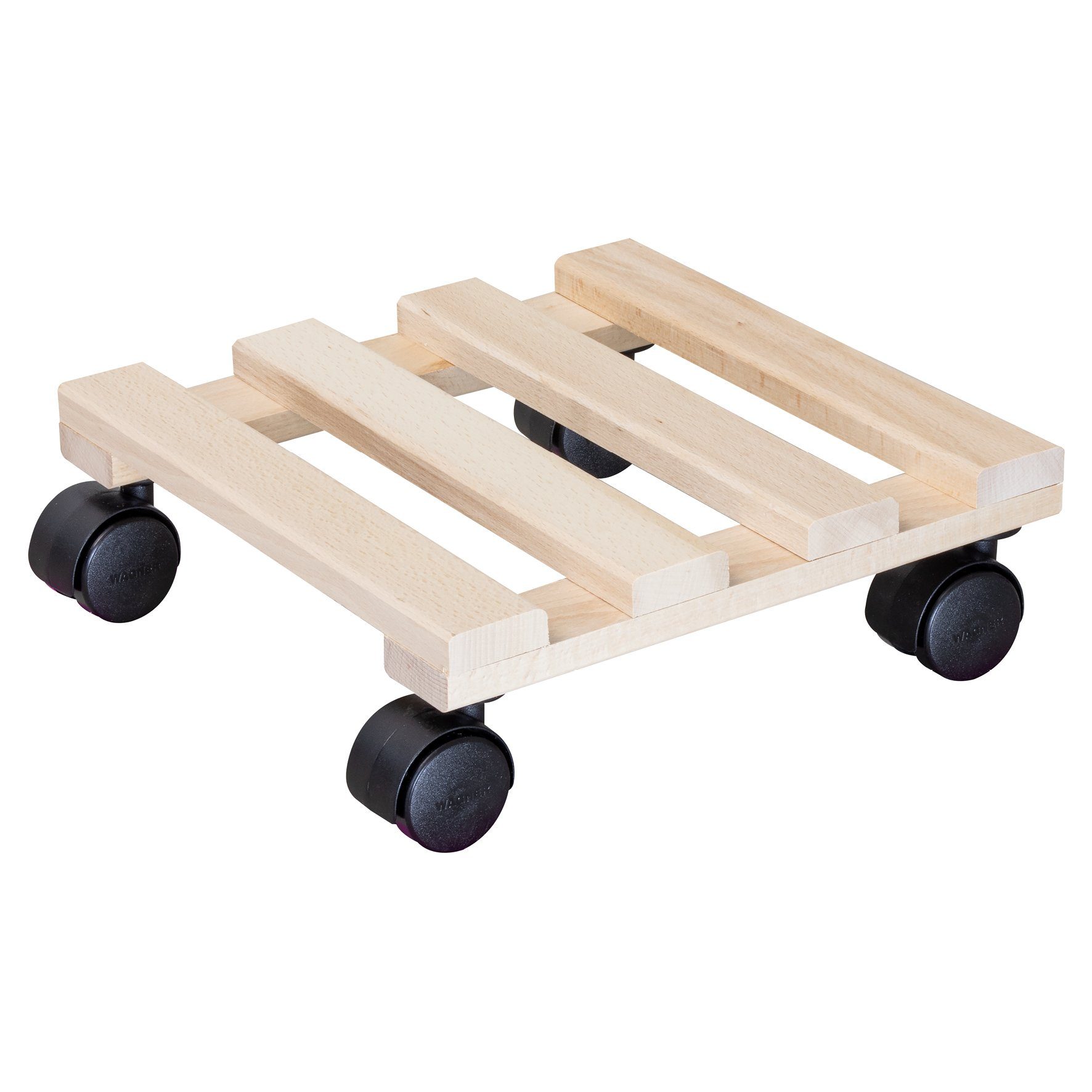 WAGNER design yourself Pflanzenroller PALETTI in diversen Größen I für Innenbereich I rund & eckig I softe & harte Rollen, aus FSC® Massivholz Buche, natur I Tragkraft 100 kg I Made in EU