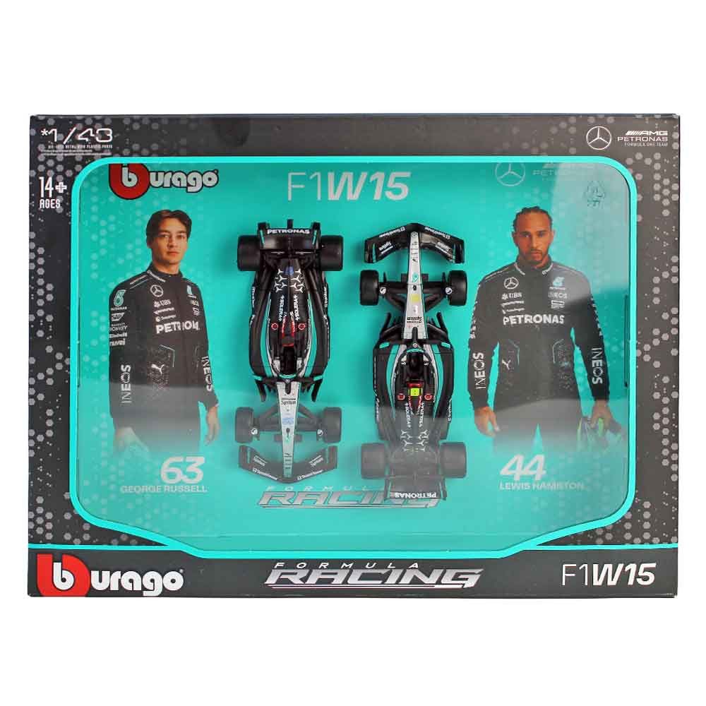 Bburago Modellauto F1 Mercedes AMG W15 2024 - Maßstab 1:43, (2-tlg)
