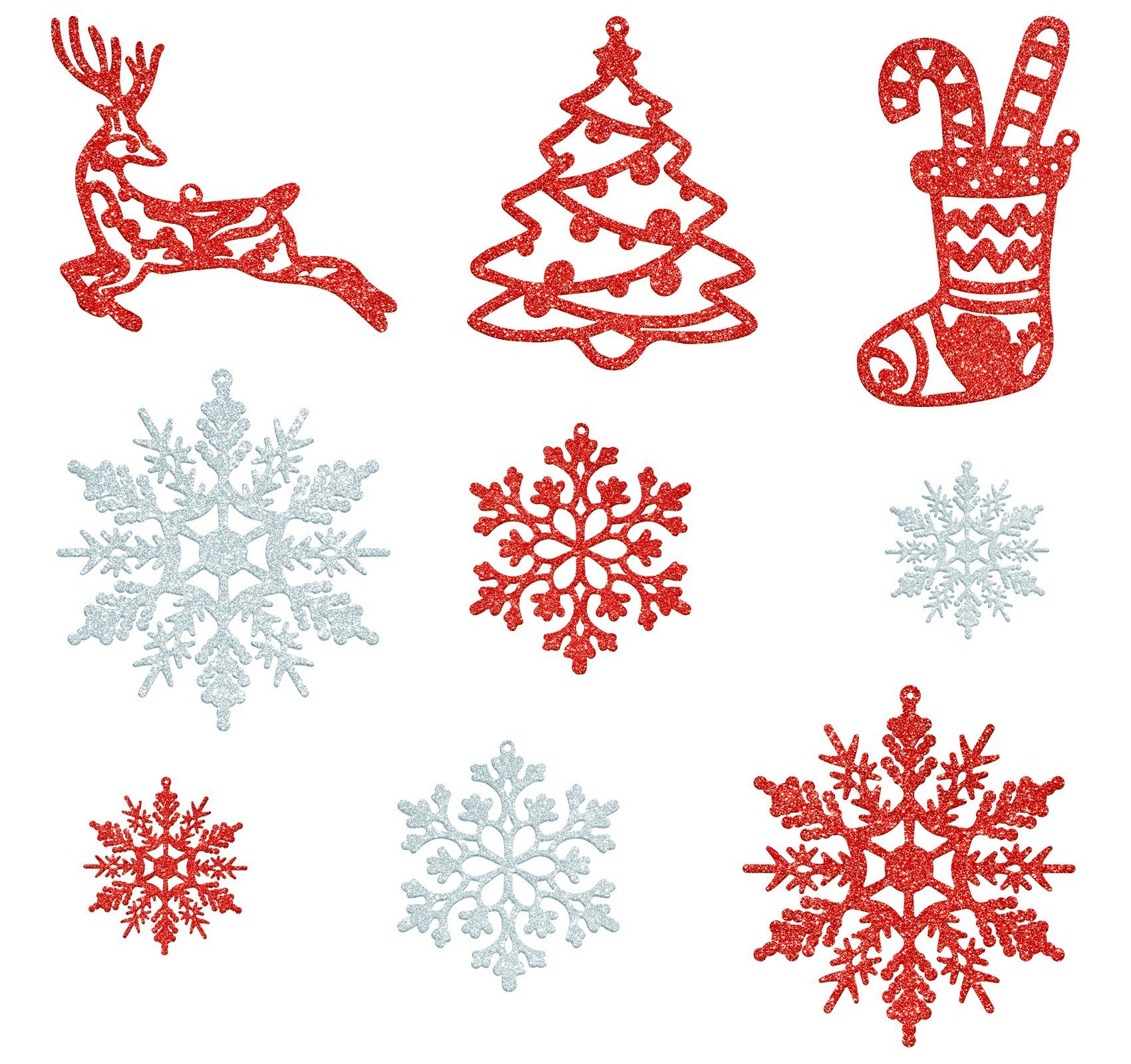 Homewit Weihnachtsbaumdecke 65 Stück schneeflocken christbaumschmuck schneeflocken deko Rot-Weiß | Weihnachtsbaumdecken