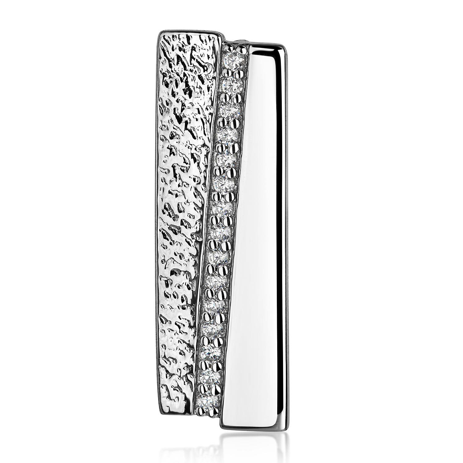 Materia Kettenanhänger Damen Silber Rechteck Zirkonia Weiß gehämmert KA-513 günstig online kaufen