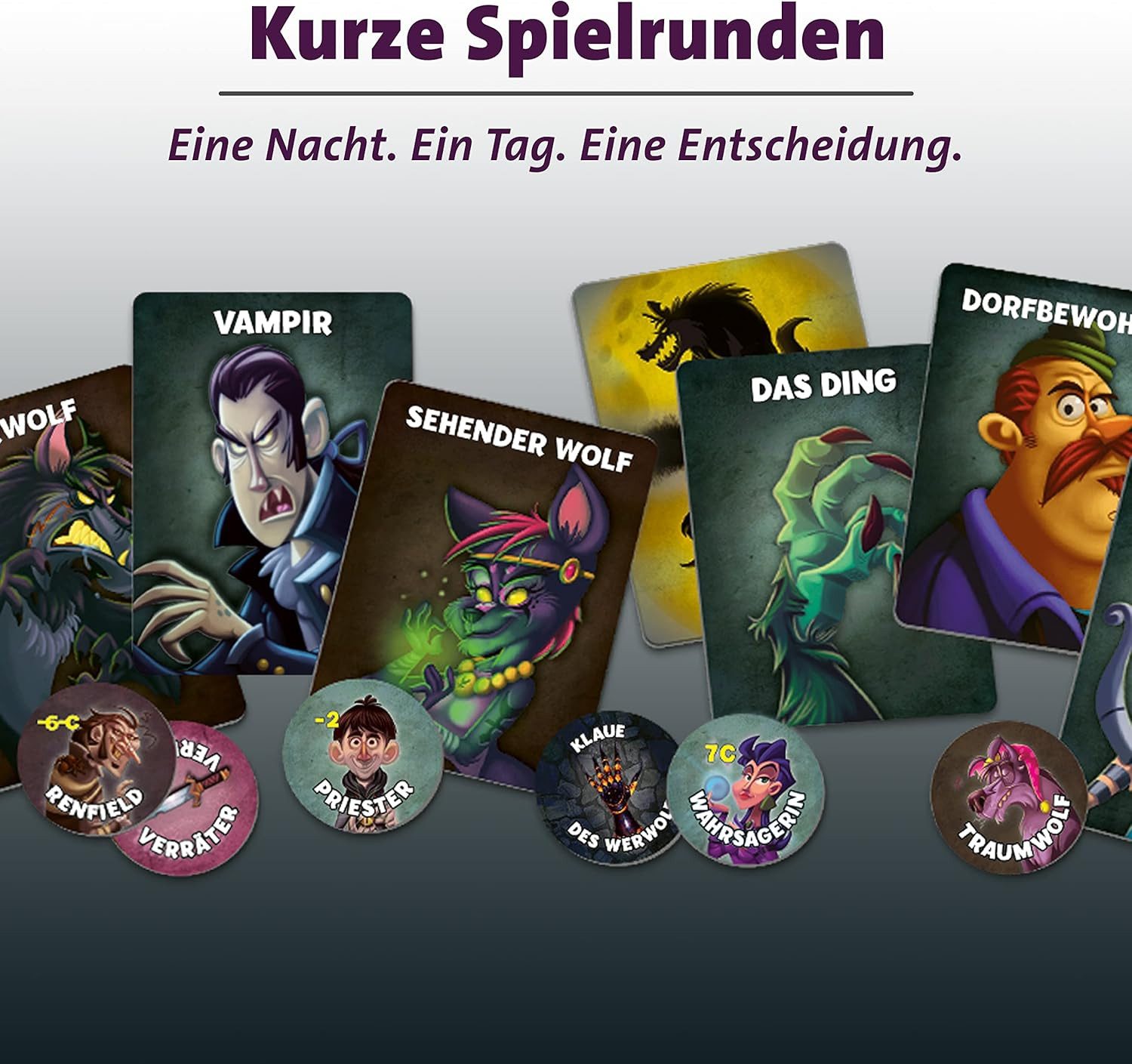 Ravensburger Spiel Werwölfe Epic Battle, Best-of der Spielereihe für 3-10 Spieler
