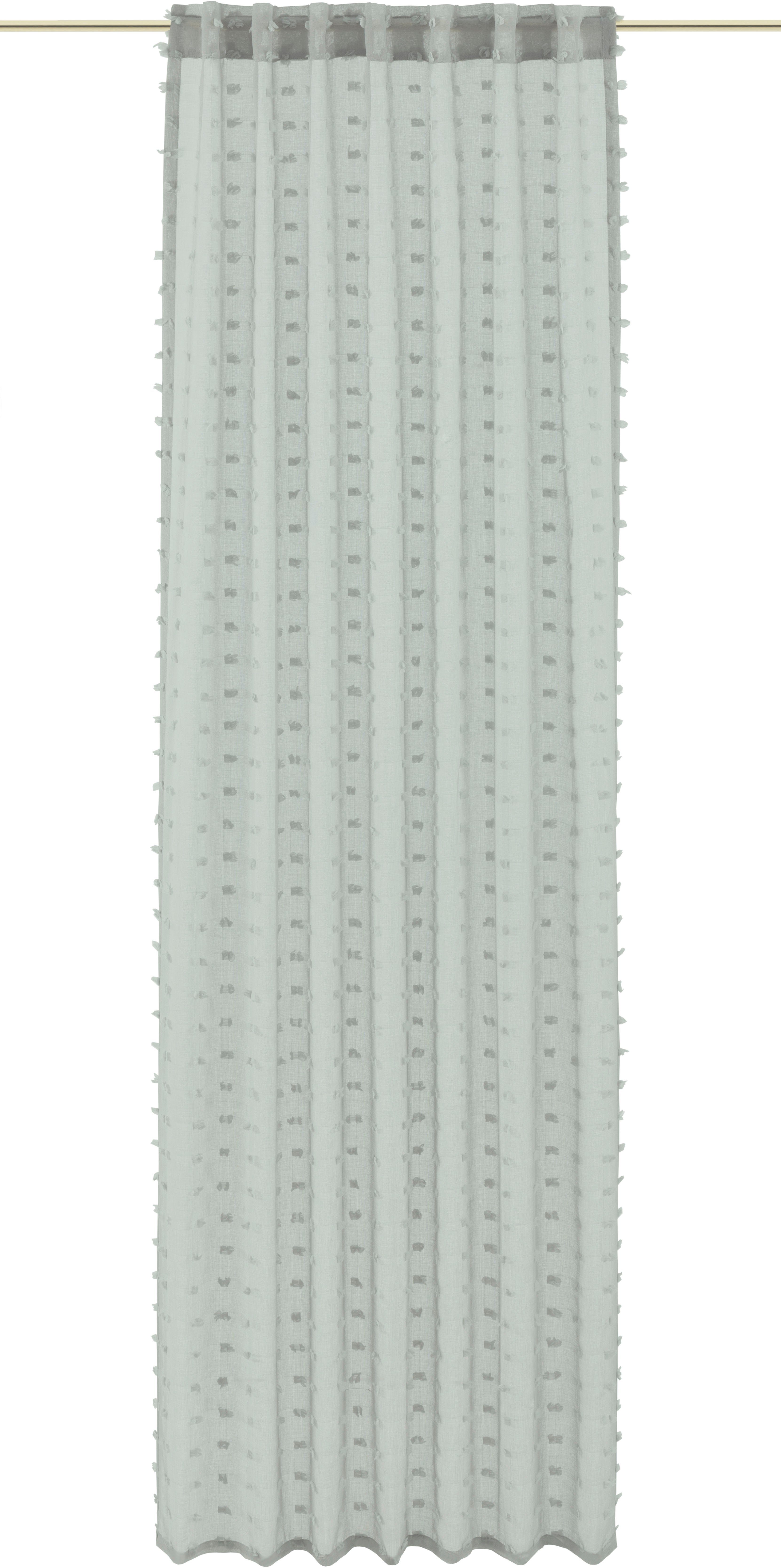 Gardine (1 Belle, transparent, Scherliqualität mit verdeckte Guido Kretschmer Maria Fransenoberfläche Home&Living, St), Jacquard, Schlaufen halbtransparent,