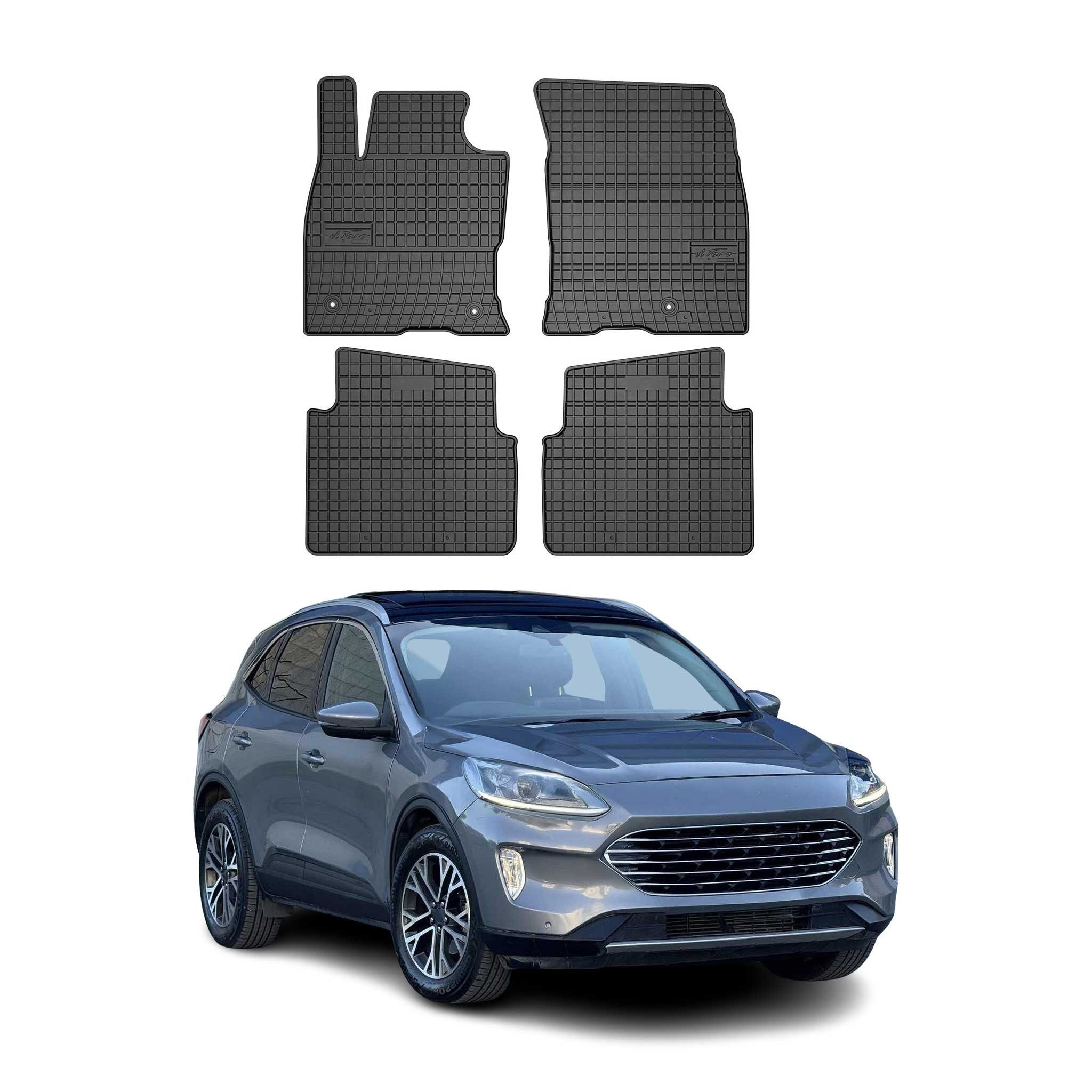 OMAC Auto-Fußmatten für Ford Kuga 2019-2025 Gummimatten Schwarz (4 St), für Ford Kuga 2019-2025 Ford Kuga 2019-2025, Antirutsch,Wasserfest,Einfache Installation