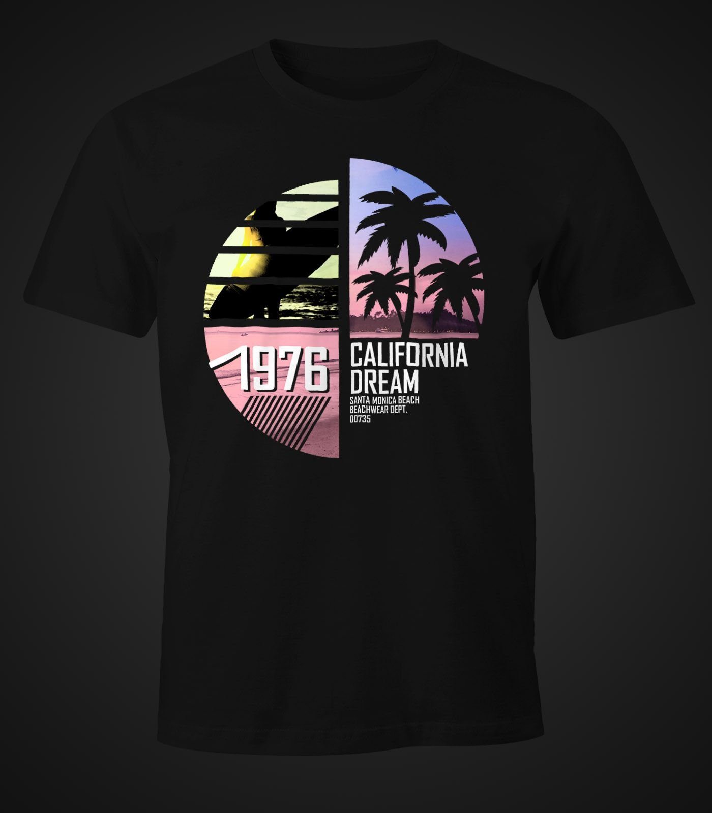 MoonWorks Print-Shirt Herren T-Shirt California Surfing mit Print