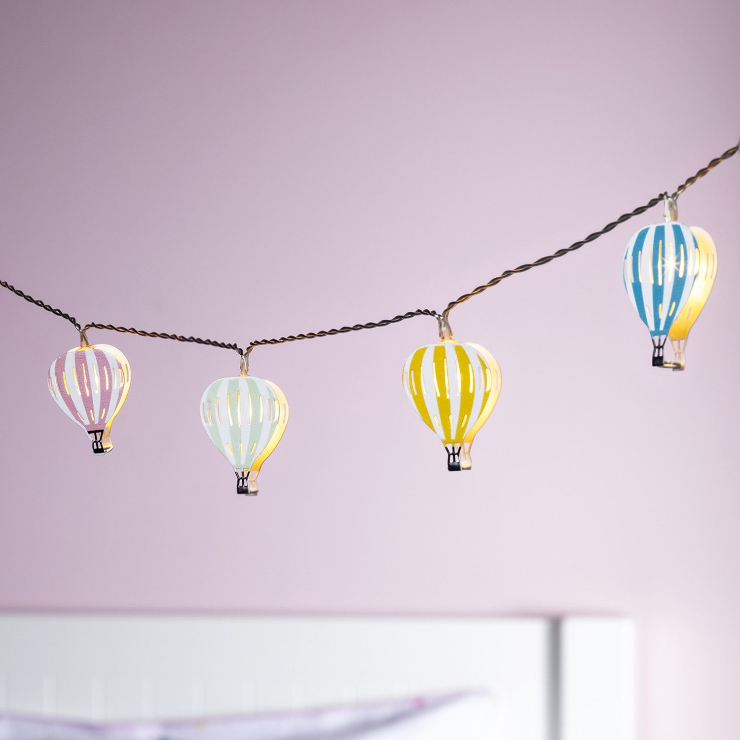Lights4fun LED-Lichterkette 12er Heißluftballons Lichterkette Kinderzimmer