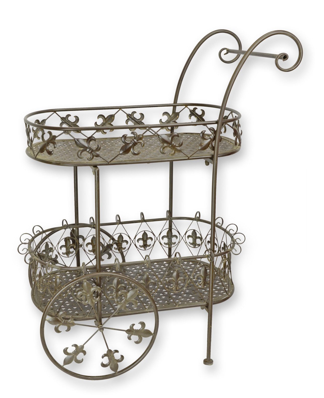 Aubaho Dekoobjekt Eiserner Teewagen Servierwagen braun Replikat Retro Design Dekoration