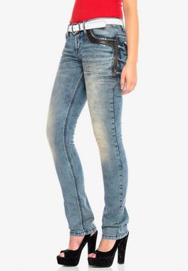 Cipo & Baxx Slim-fit-Jeans mit rockigem Nieten-Besatz