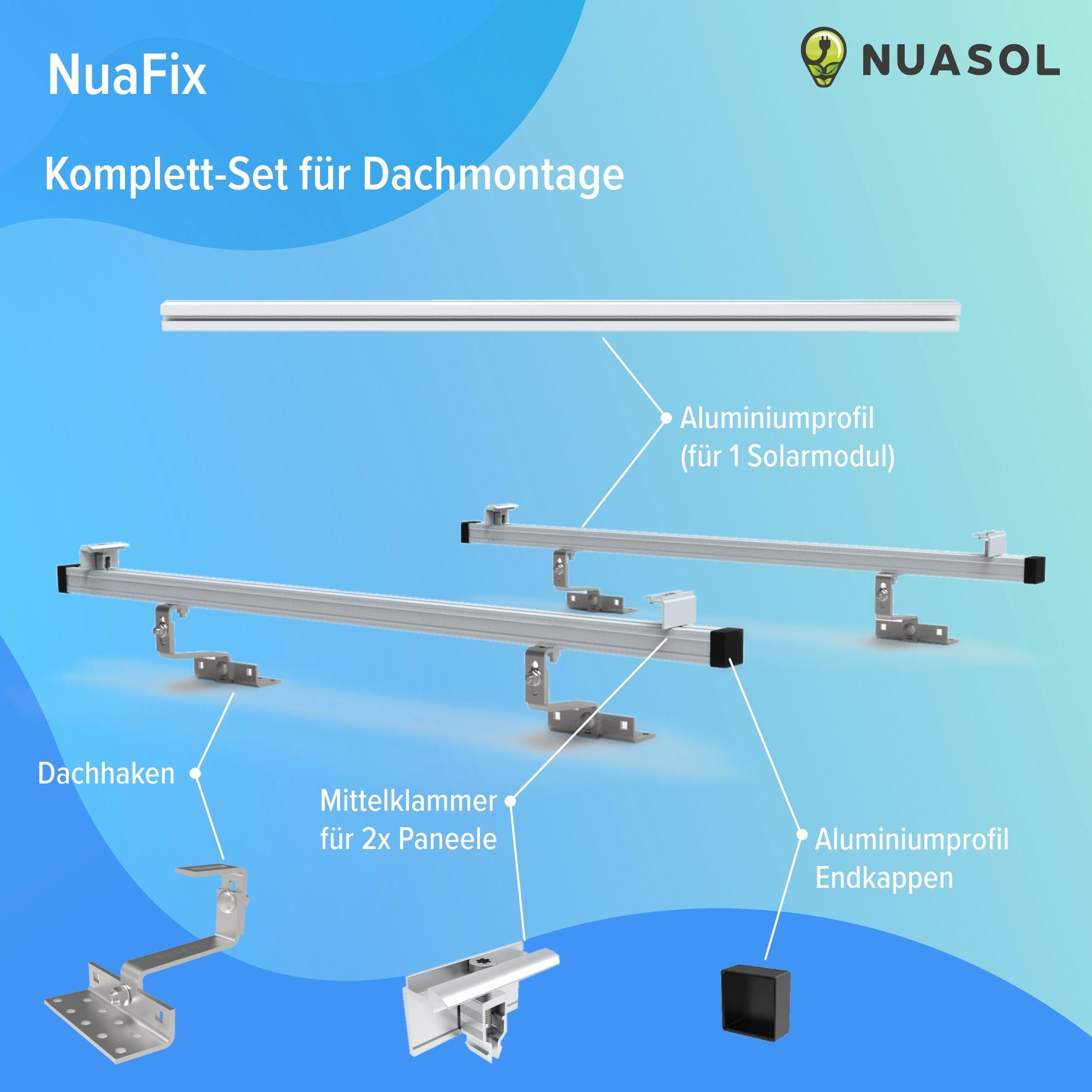 NuaSol Solarmodul-Halterung Ziegeldach Photovoltaik Befestigung, (für 1 Solarmodule) – Bild 3 von 5