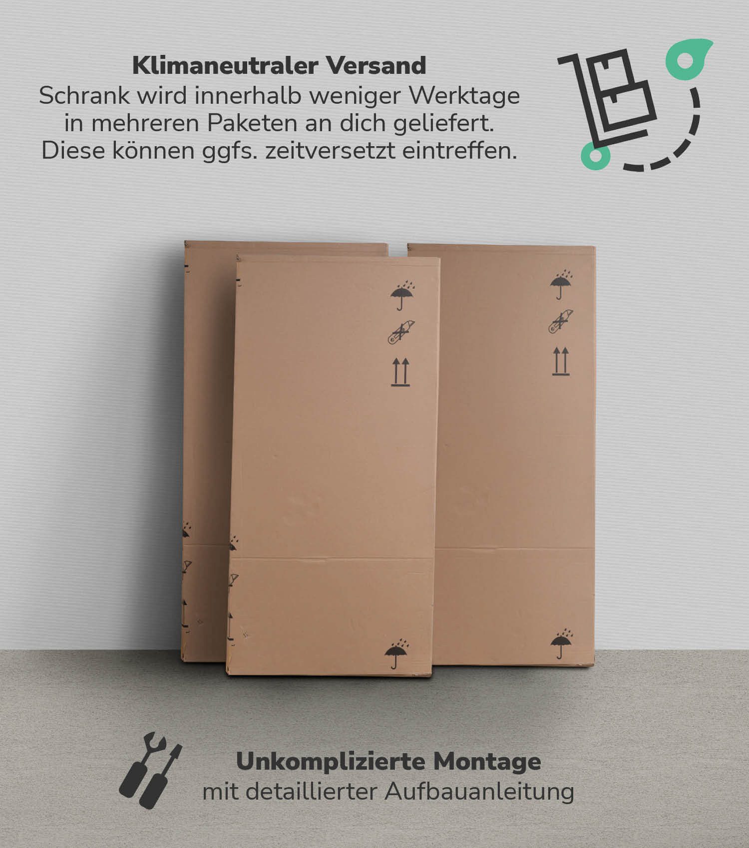 mokebo Kleiderschrank Der Kleiderheld (80x180x51 cm, 2-türig, 2 Schubladen & 4 Fächer) Made in Germany, Garderobenschrank, Schlafzimmerschrank in Weiß – Bild 5 von 5