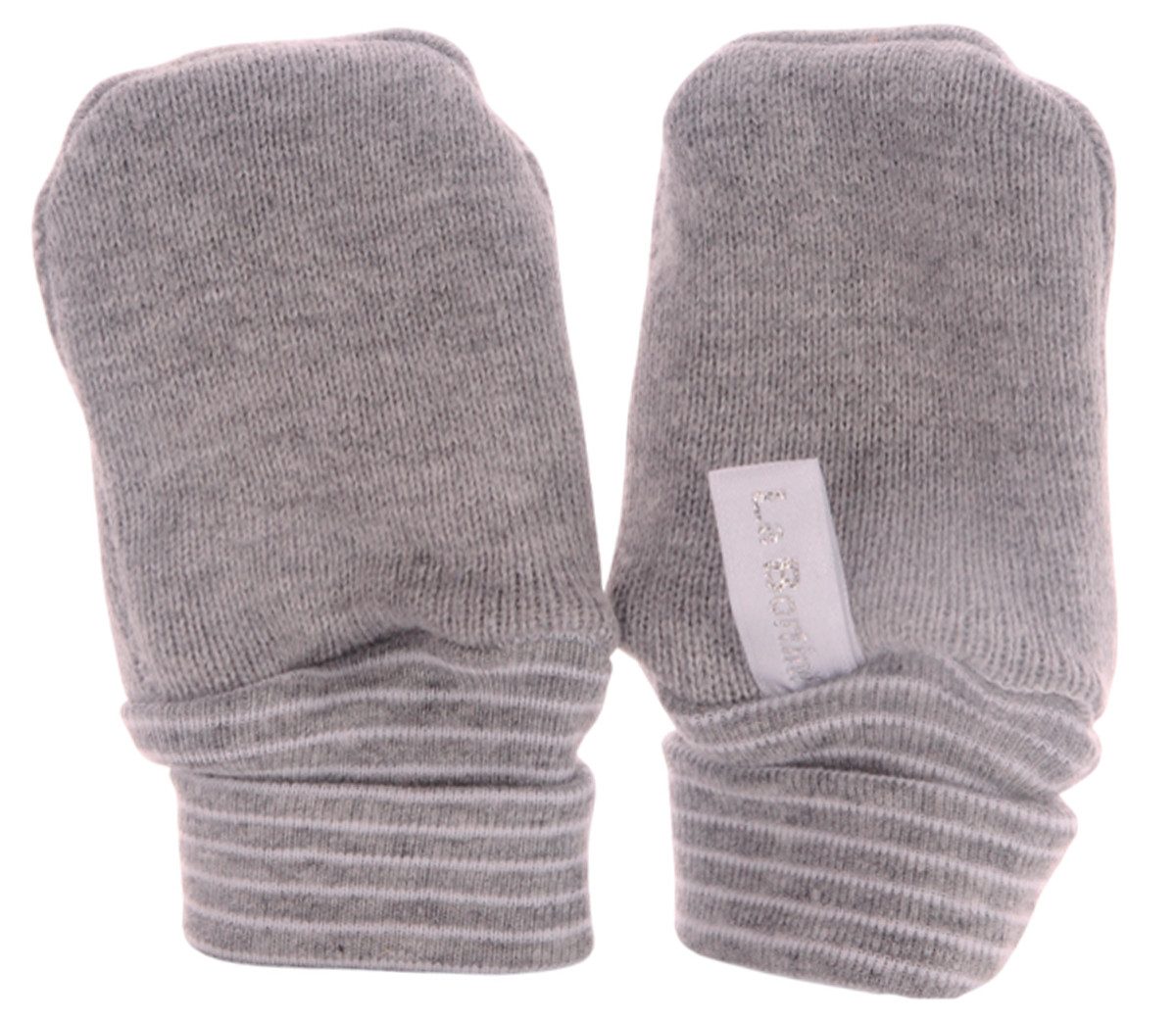 La Bortini Fäustlinge Baby Handschuhe doppellagig in grau neutral Fausthandschuh für Neugeborene, Erstlingshandschuh 0-3 und 4-9Mon