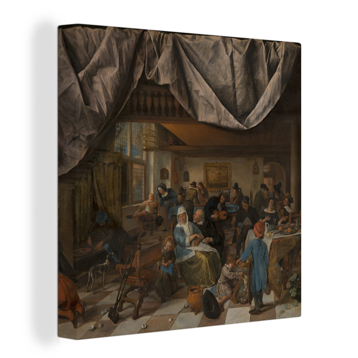 OneMillionCanvasses® Leinwandbild Das Leben des Menschen - Jan Steen, (1 St), Leinwand Bilder für Wohnzimmer Schlafzimmer