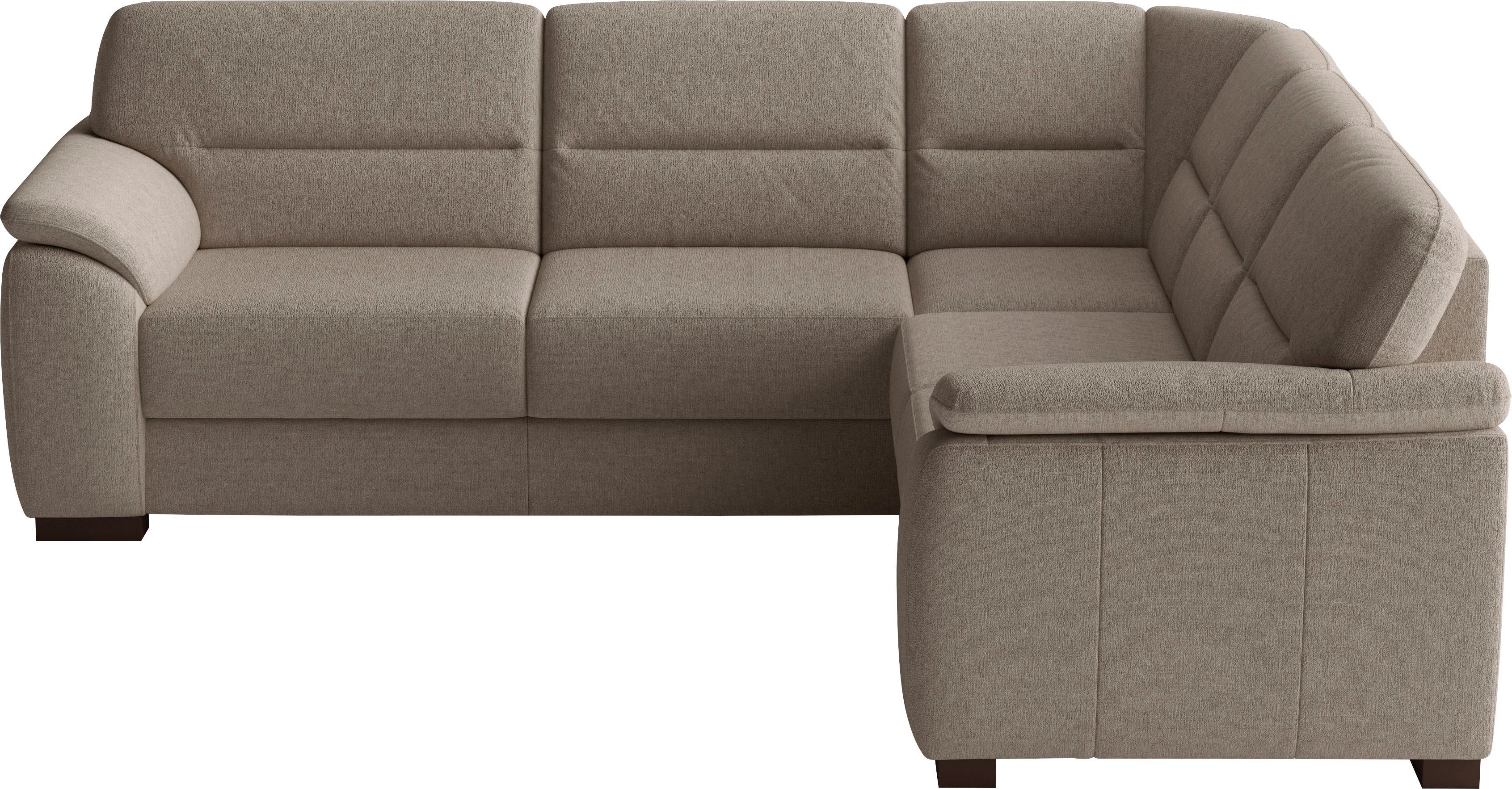 sit&more Ecksofa Montego L-Form, B: 256 cm, große Stoffauswahl, Komfortsitzhöhe 46 cm, optional Schlaffunktion und Schubkasten mit Stauraum