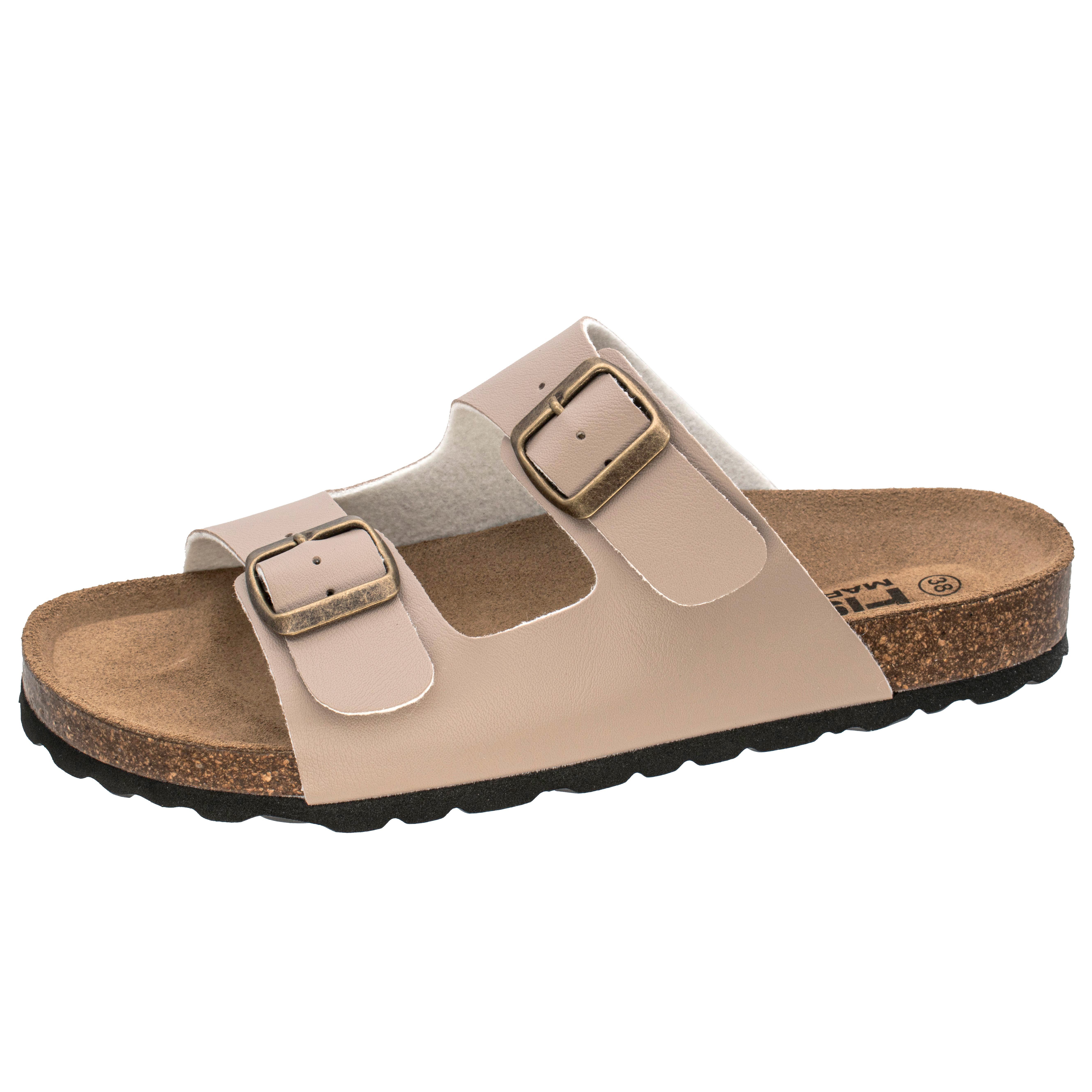 Fischer-Markenschuh Ella Pantolette aus Vegano, mit Fleecefutter, ergonomisch geformtes Lederfußbett