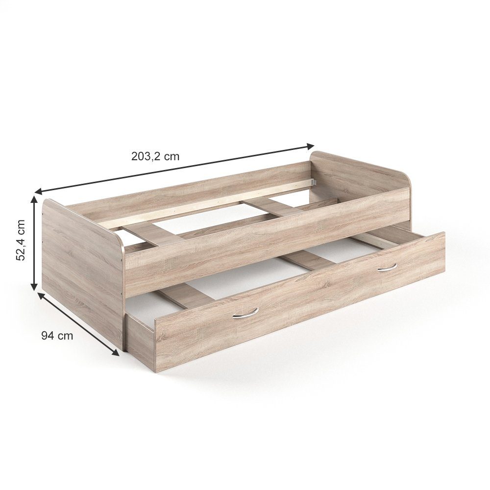VitaliSpa® Kinderbett Enzo, Sonoma, 90x200 cm (1-tlg)