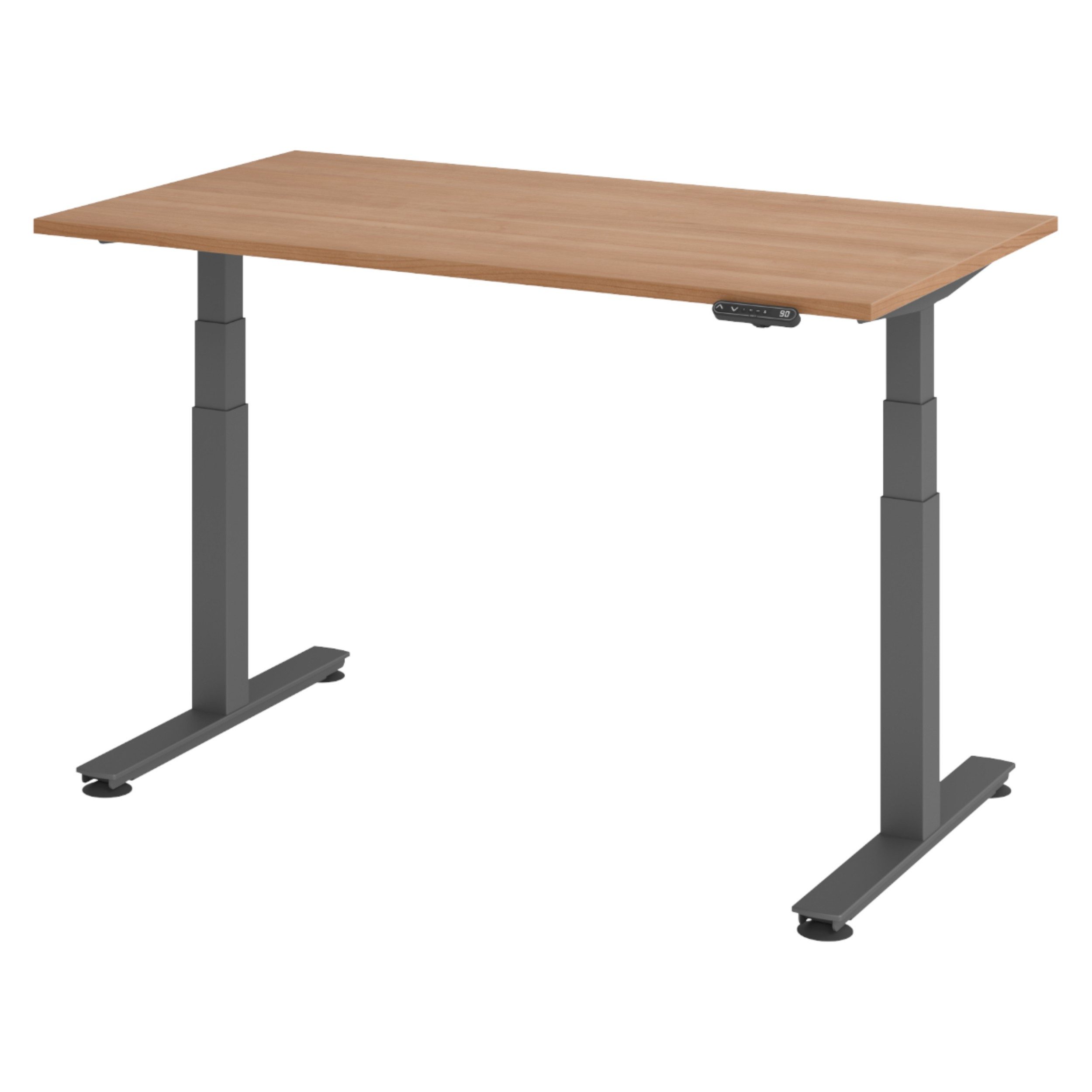 bümö Schreibtisch bümö XDSM Serie, Rechteck: 140 x 80 cm - Dekor: Nussbaum