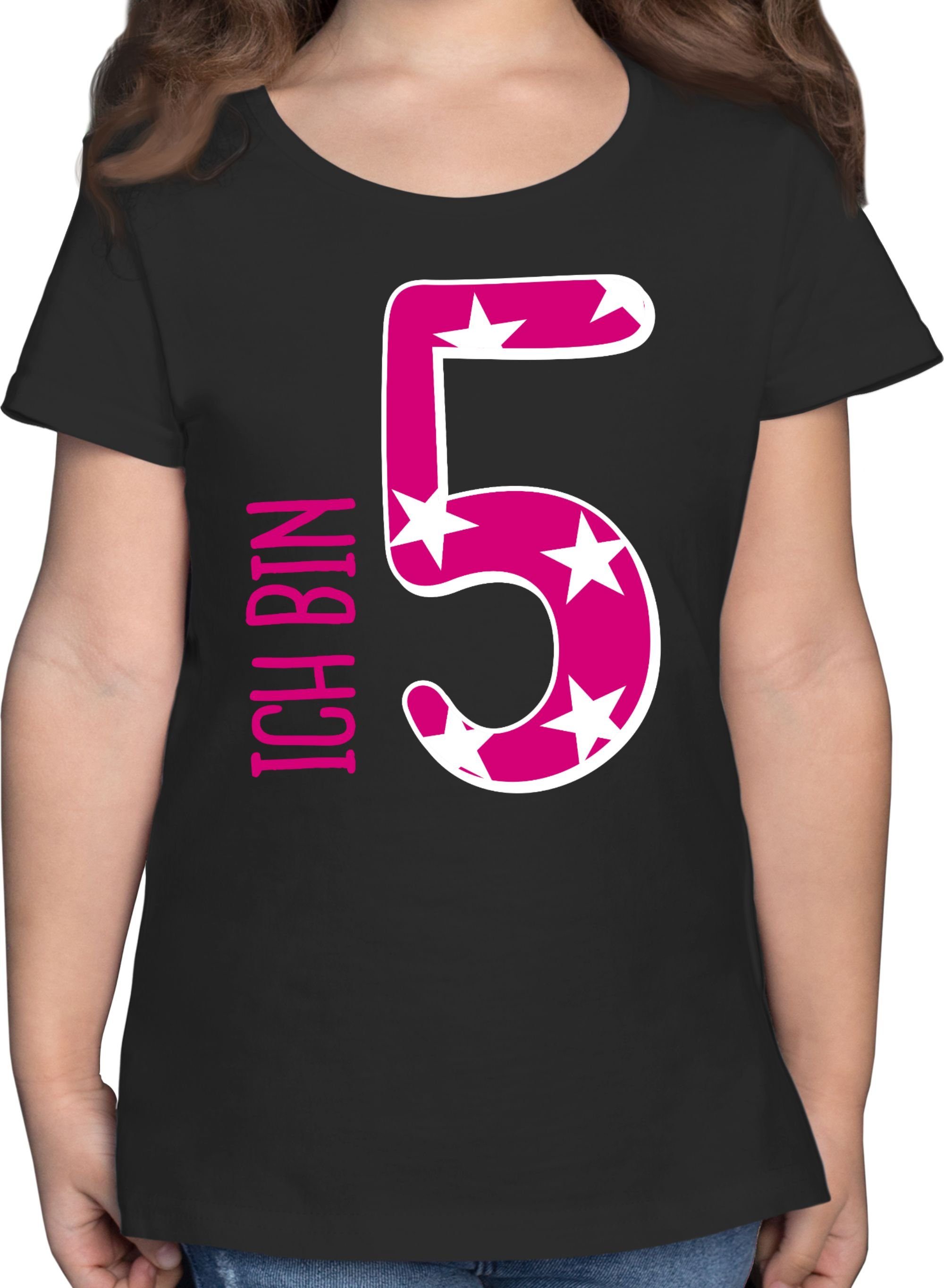 Shirtracer T-Shirt Ich bin fünf Rosa Mädchen 5. Geburtstag 2 Schwarz