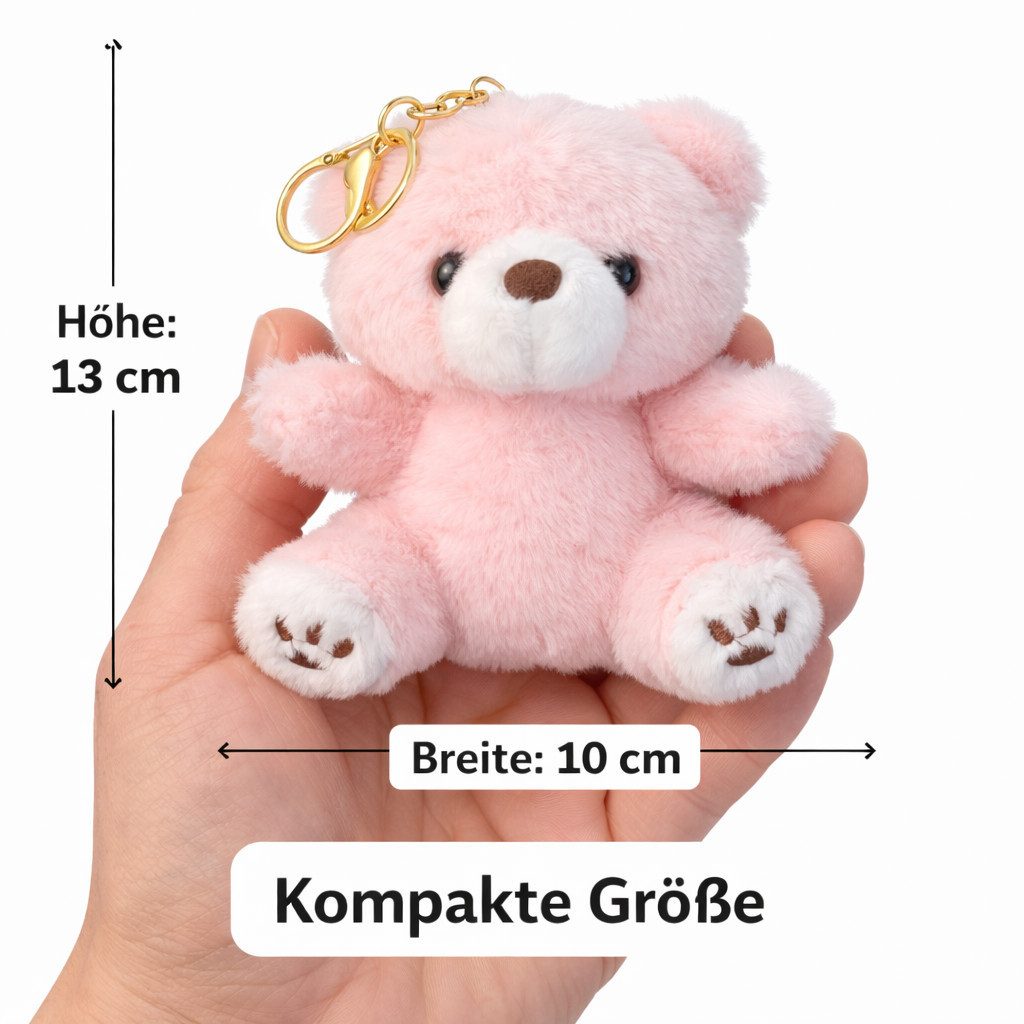 soma Schlüsselanhänger Plüsch Bär Schlüsselanhänger 13cm Weicher Kuschelhase mit Metallring (Set, 1-tlg., Geschenk-Set), Weicher Mini-Teddybär Anhänger für Schlüssel, Tasche oder Rucksack
