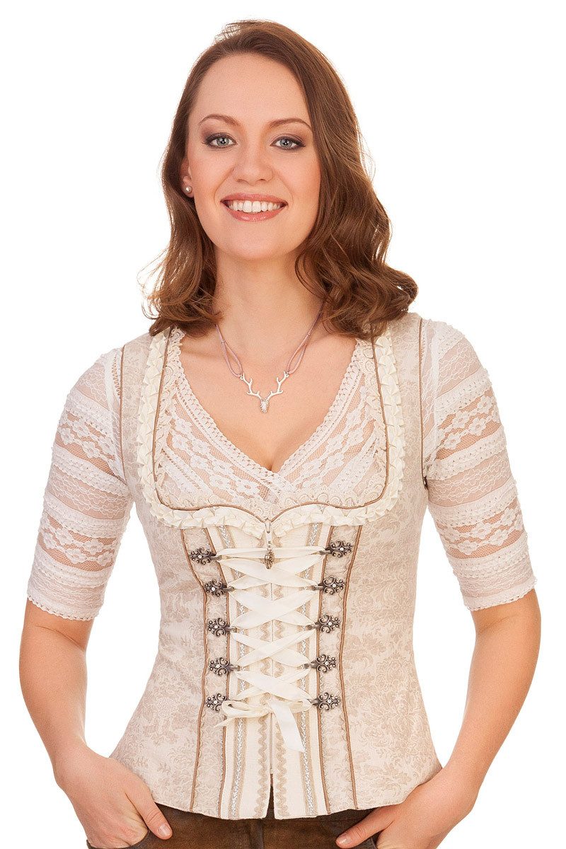 Krüger Madl Trachtenbluse Trachtenmieder - COUNTRY LADY - natur
