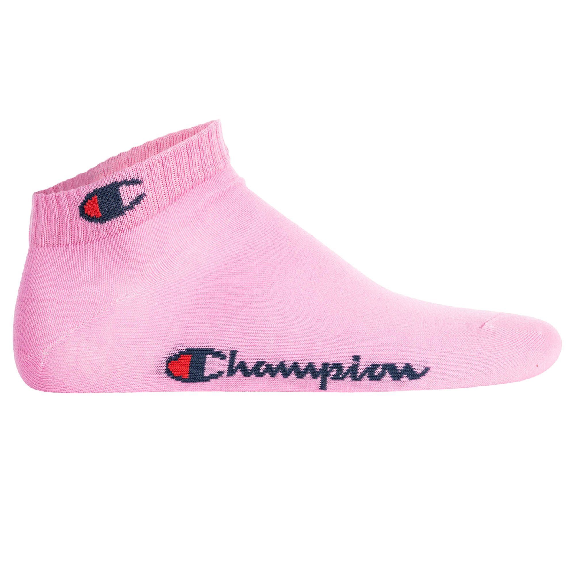 Socken, Pink/Weiß/Blau - Quarter Basic 3er Sportsocken Unisex Pack Champion Socken,