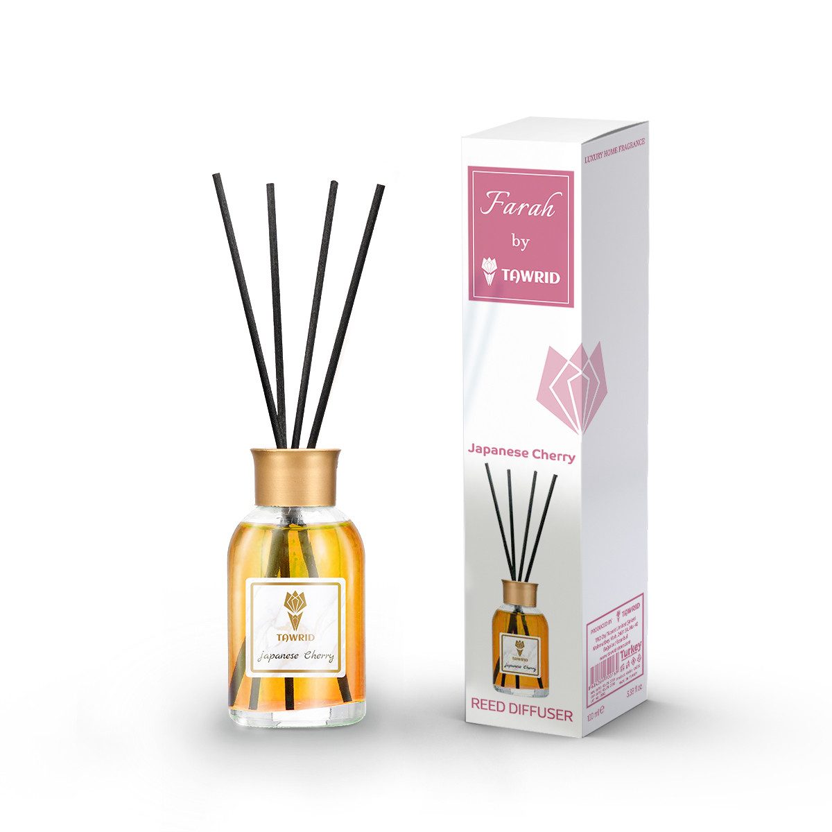 TAWRID Raumduft Farah (Intensive, Raumerfrischer 100ml + 4x Duftstäbchen), Diffuser Lufterfrischer in Geschenkverpackung