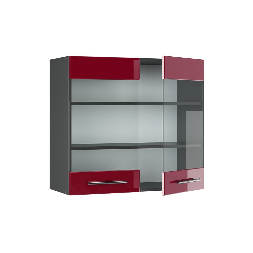 Vicco Glashängeschrank Fame-Line, Bordeaux Hochglanz/Anthrazit, 80 cm (1-St) – Bild 4 von 5