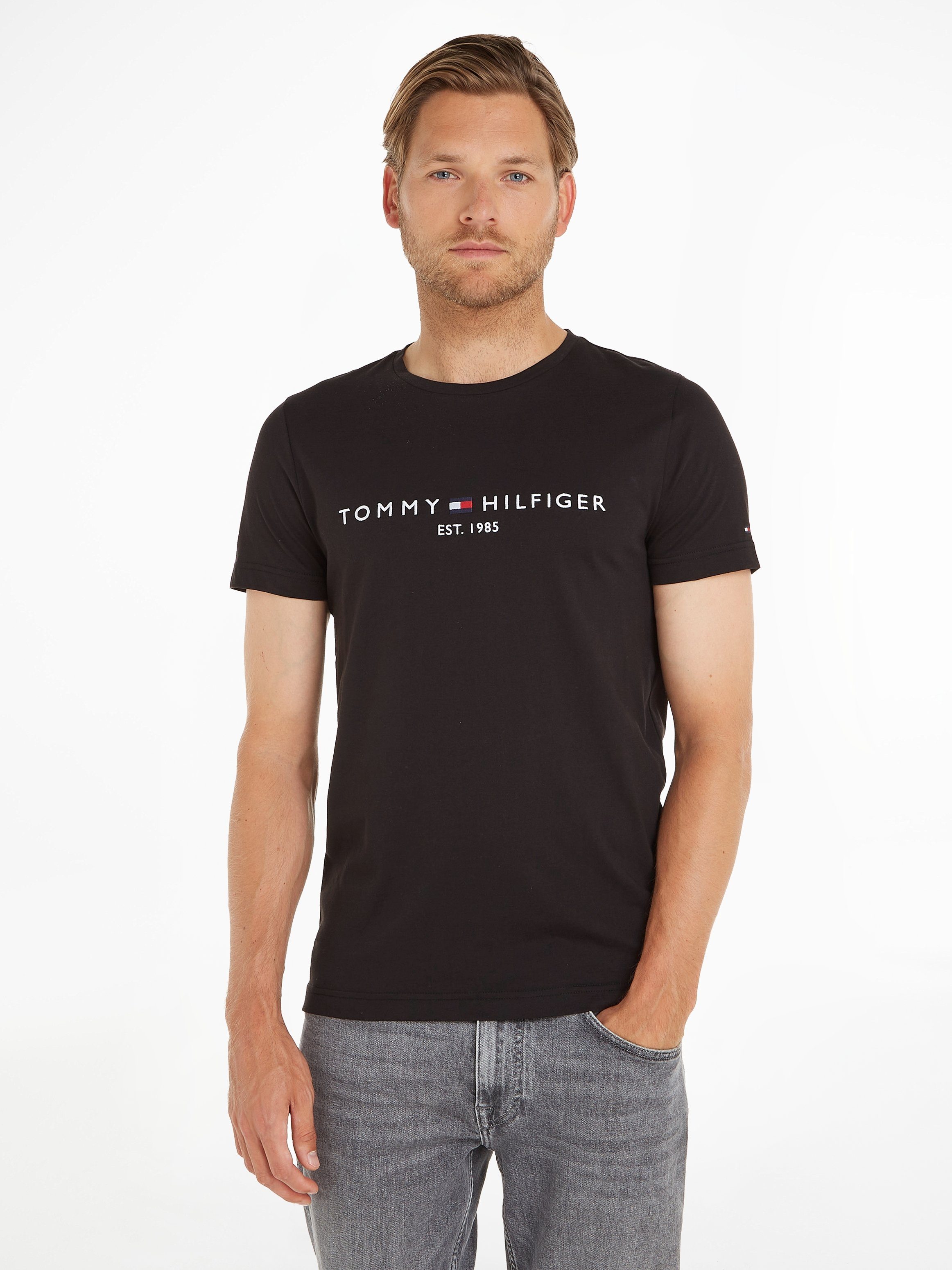 Tommy Hilfiger T-Shirt TOMMY FLAG HILFIGER TEE jet black