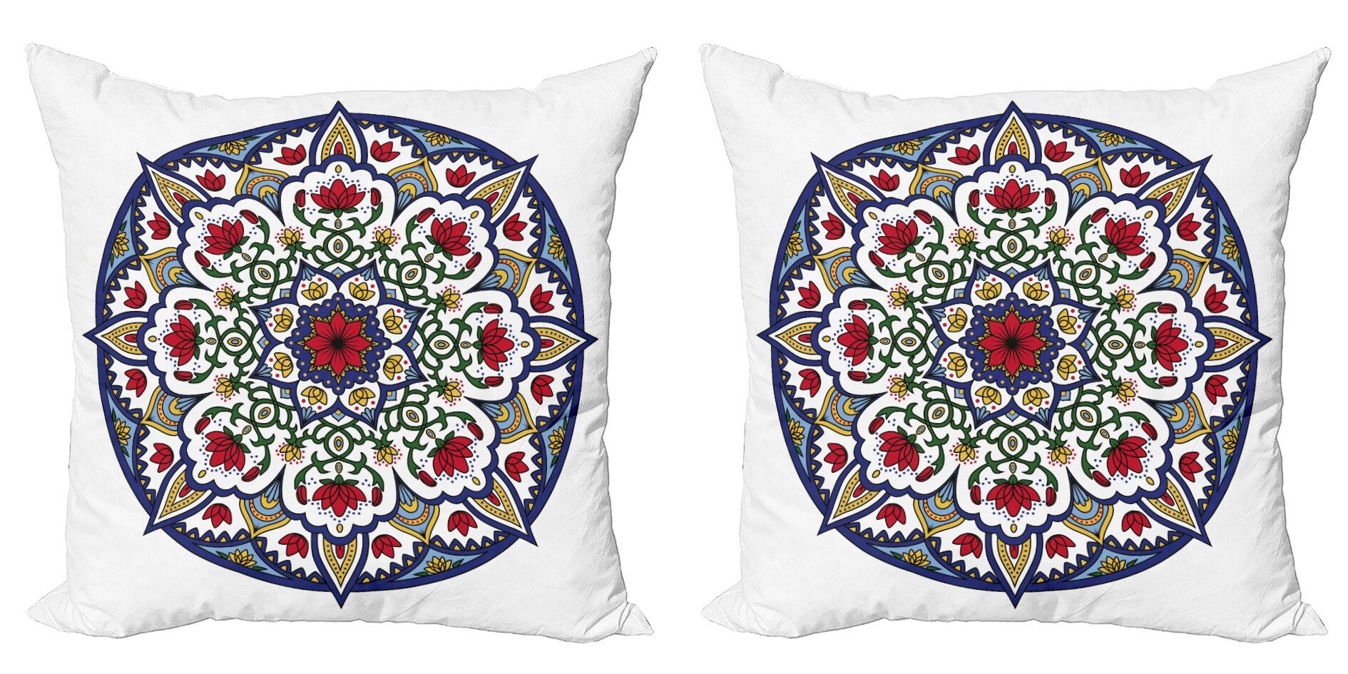 Kissenbezüge (2 Modern Digitaldruck, Lotus Stück), Marokkanisch Accent Doppelseitiger Abakuhaus Mandala