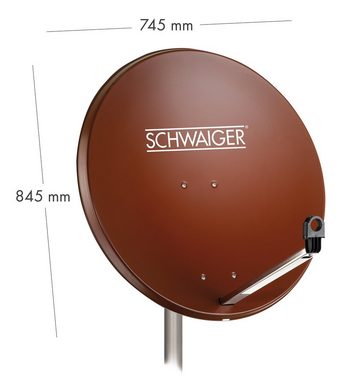 Schwaiger 714524 SAT-Antenne (75 cm, Stahl, Quad LNB, ziegelrot)