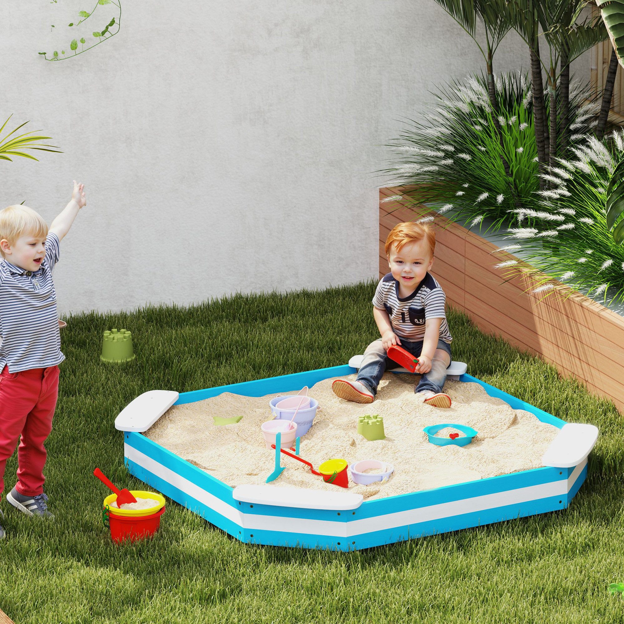 AIYAPLAY Sandkasten Sandbox aus Holz für günstig online kaufen