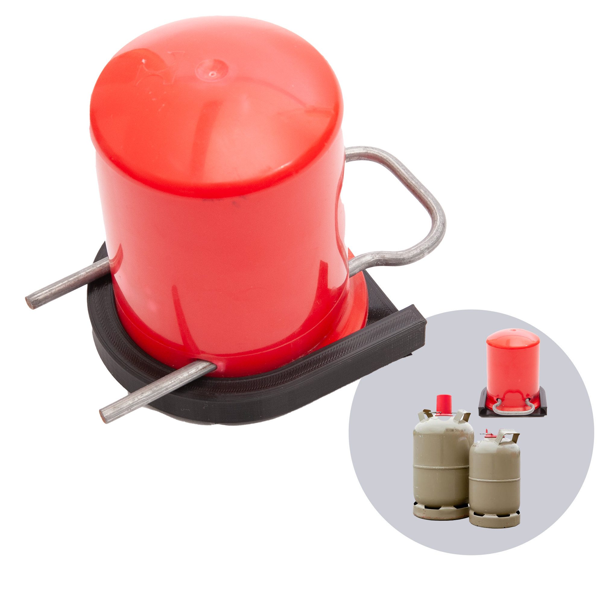 040Parts Spanngurt 040 parts Schutzkappenhalter für Propangasflasche mit rotem Deckel