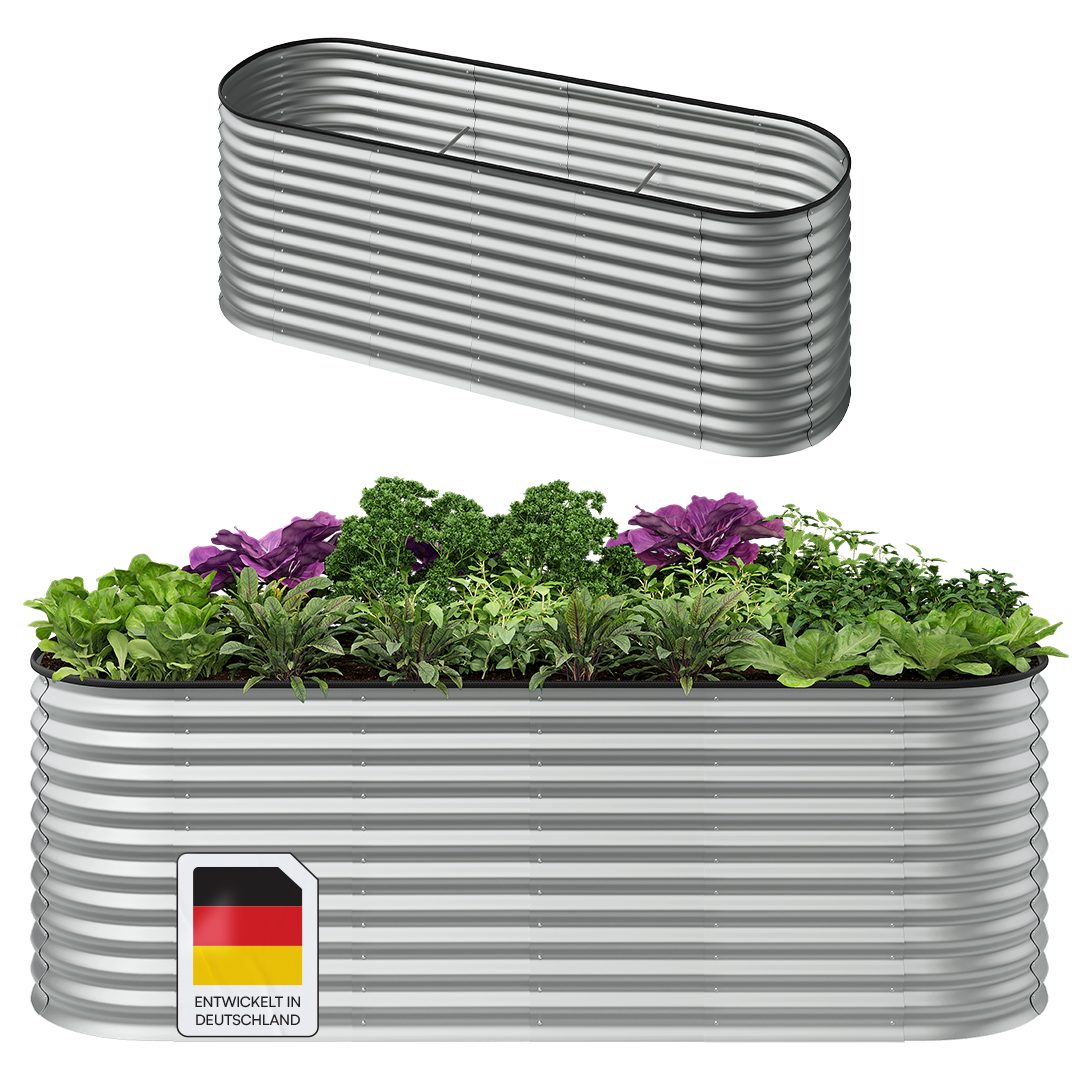 STEELSØN Hochbeet Talara (verfügbar in Anthrazit/Silber), mit offener Bodenstruktur & Stabilisierungsstrebe