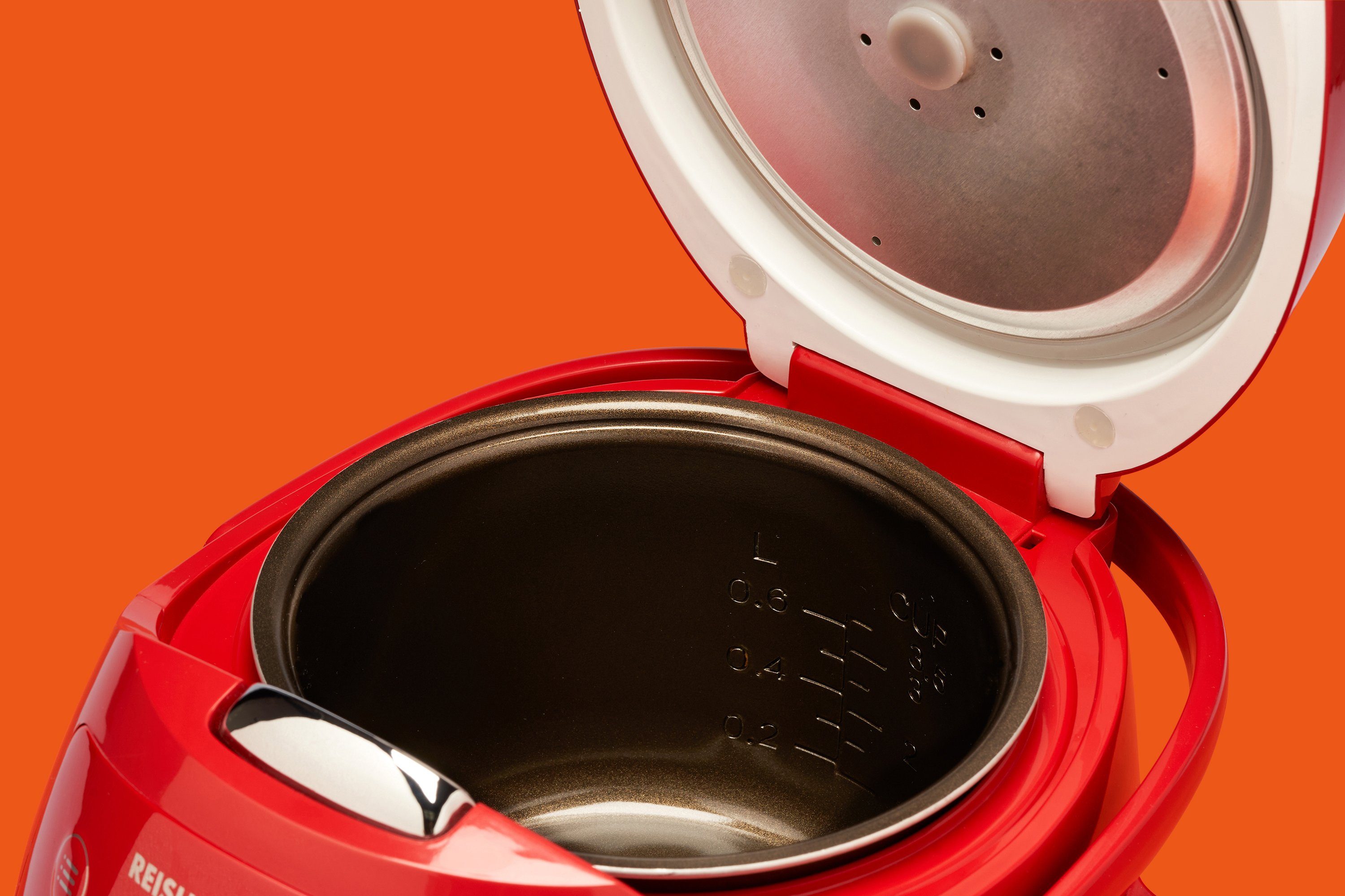 Reishunger Reiskocher Messbecher, - W, Warmhaltefunktion Digitaler Rot Reislöffel, Dämpfeinsatz, und Mini Reiskocher, 350 Timer