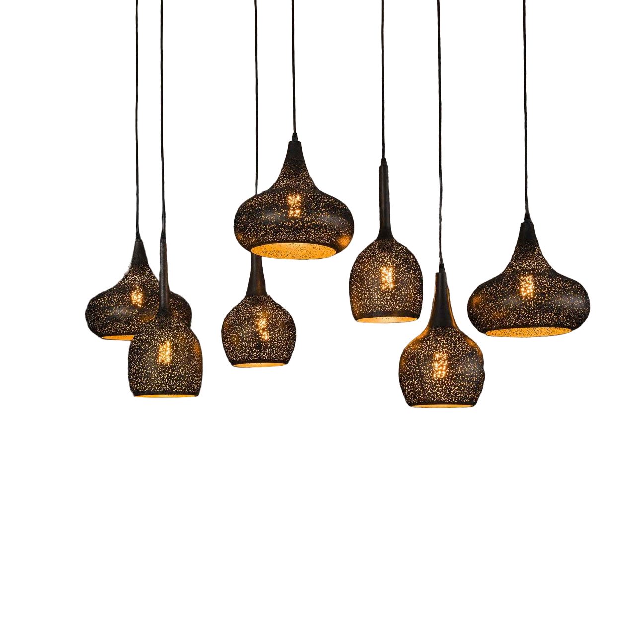 Vintagehaus Pendelleuchte Hängelampe Industrial Zip 7 Schirme mit Lochmuste günstig online kaufen