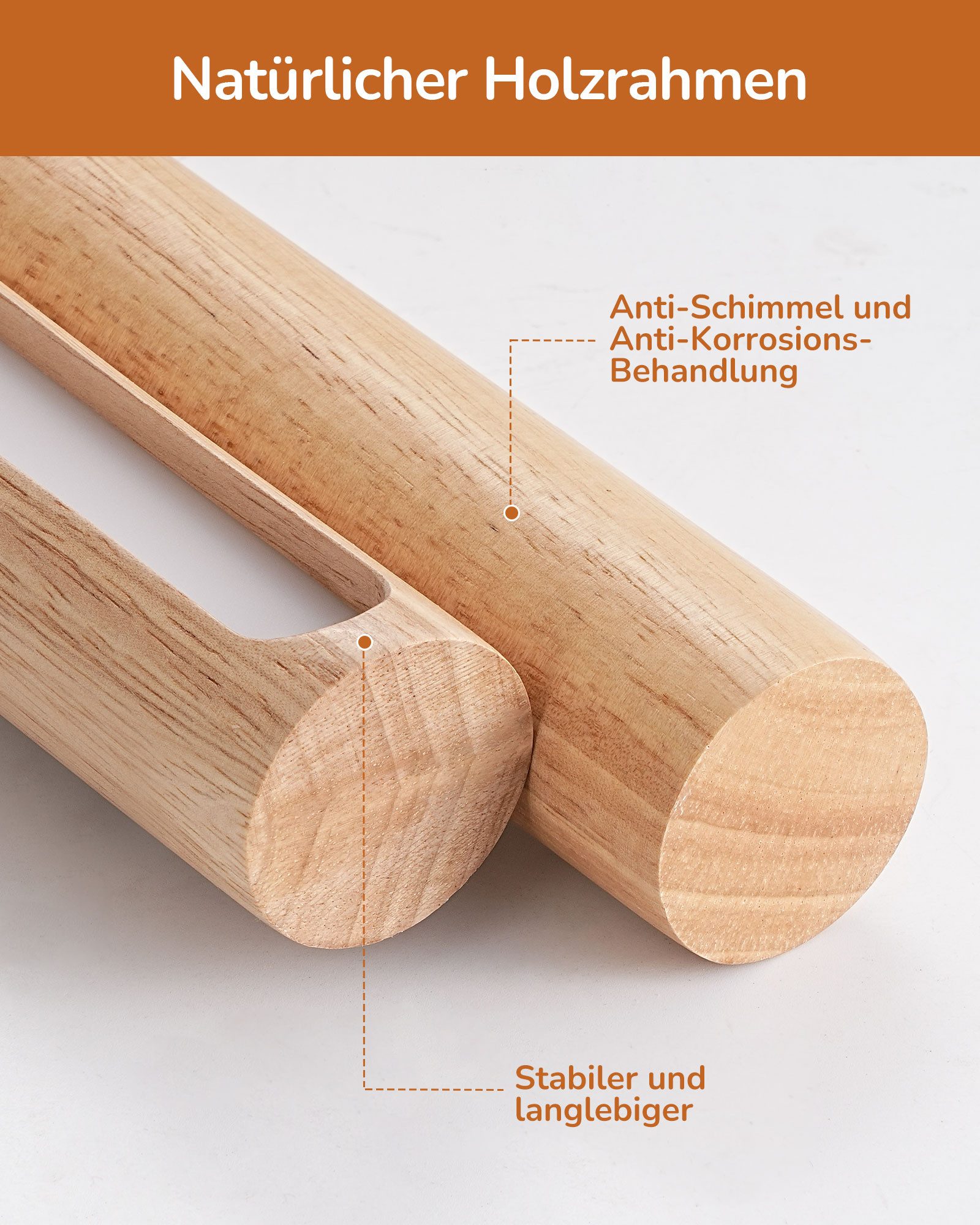 EDISHINE LED Nachttischlampe Säulenlampe aus Holz, dekoholz, LED fest integriert, 3000K-4500K-6000K, Touch Dimmbar, Höhe 27cm – Bild 5 von 5