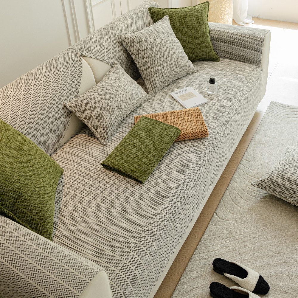 TUWENA Sofahusse Sofa Überzug, Sofaschoner rutschfest,Waschbar Sofabezug L Form Ecksofa, Couchbezug