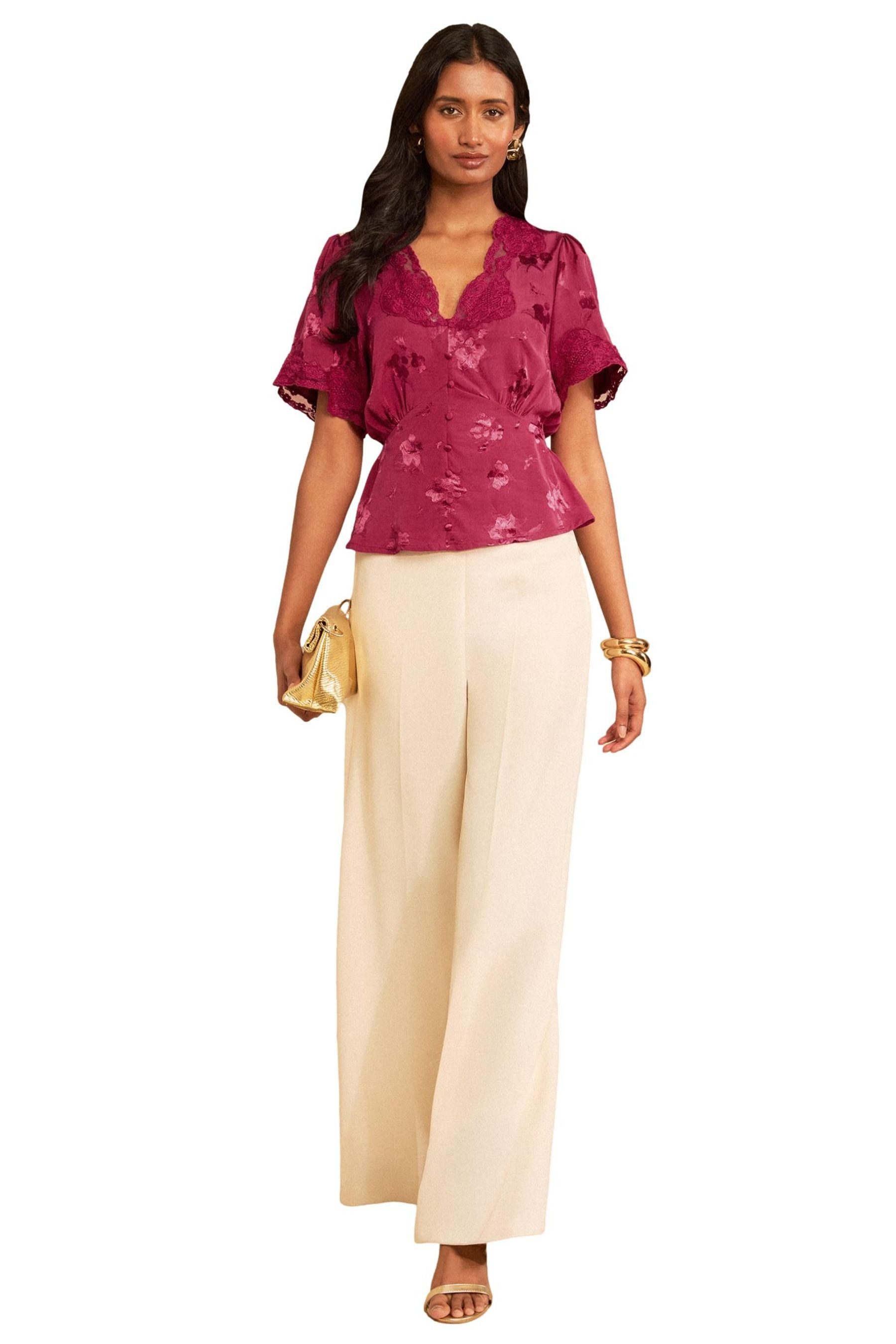 Love & Roses Kurzarmbluse Love & Roses Oberteil mit Satin + Spitze, Regular (1-tlg)