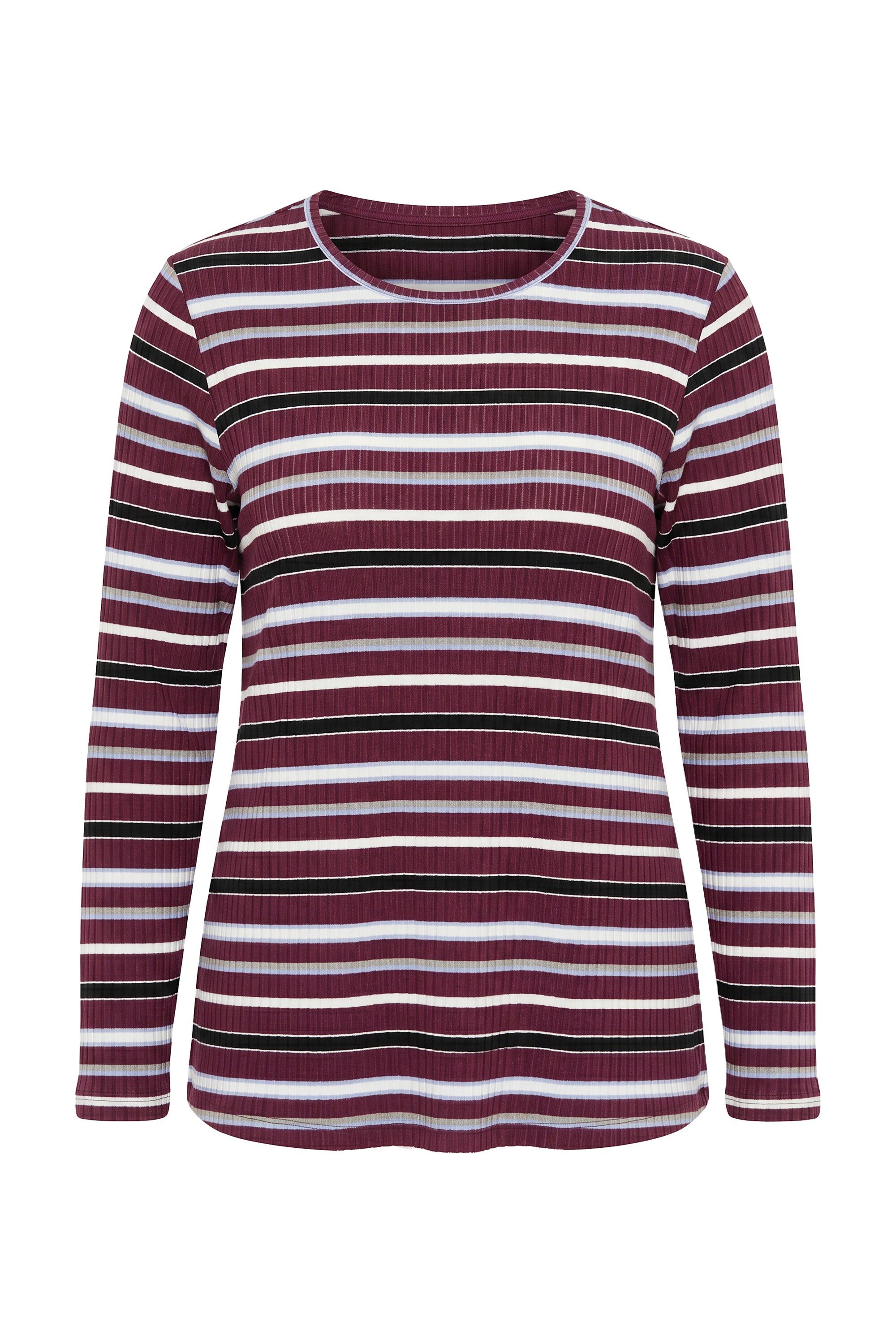 Ulla Popken Longsleeve Shirt Ringel Rippjersey Rundhals Langarm – Bild 2 von 4