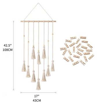 Lubgitsr Bilderleiste Fotocollagen Wand mit 30 Holzklammern Für Bilder Collagen Dekorationen, (1 St)