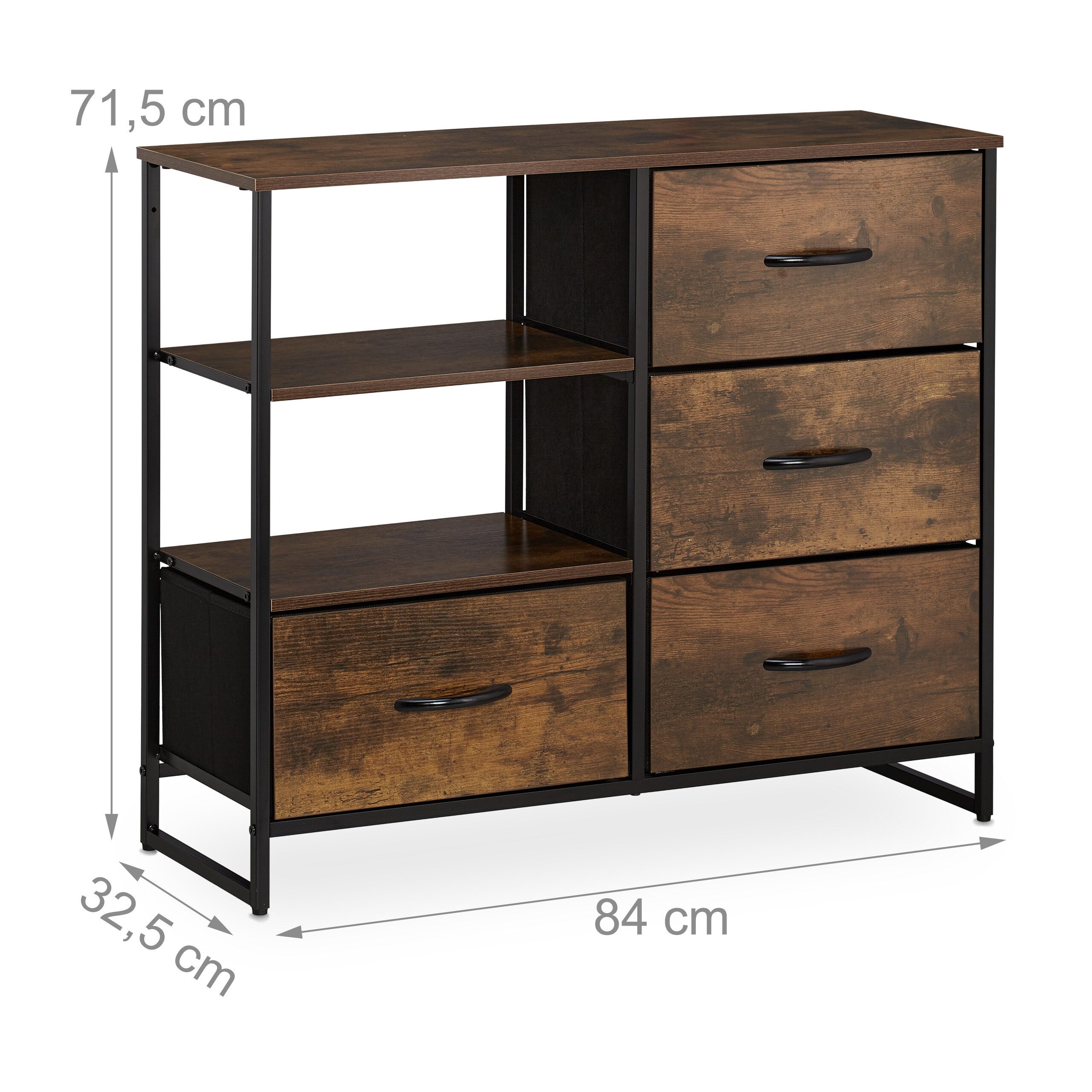 relaxdays Kommode mit Schubladen & offenen Fäch