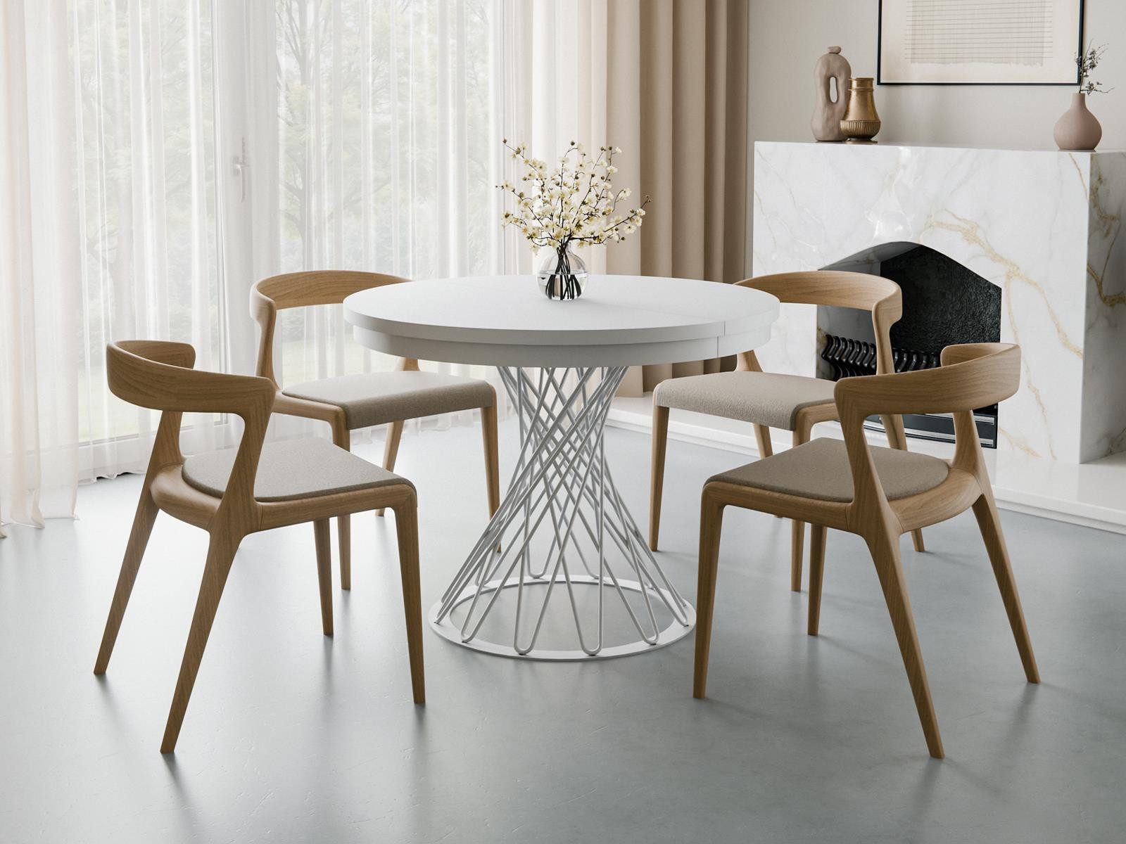 Compleo Esstisch Küchentisch, Runder Esszimmertisch 100-140, Metallbeine LU günstig online kaufen