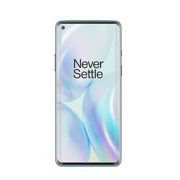 Protectorking Schutzfolie 2x 9H Hartglas für OnePlus 8 FULL CURVED UV Liquid Schutzglas Displays, (2-Stück), Displayschutzglas, Schutzglas Echtglas Tempered 9H Härte HD-KLAR