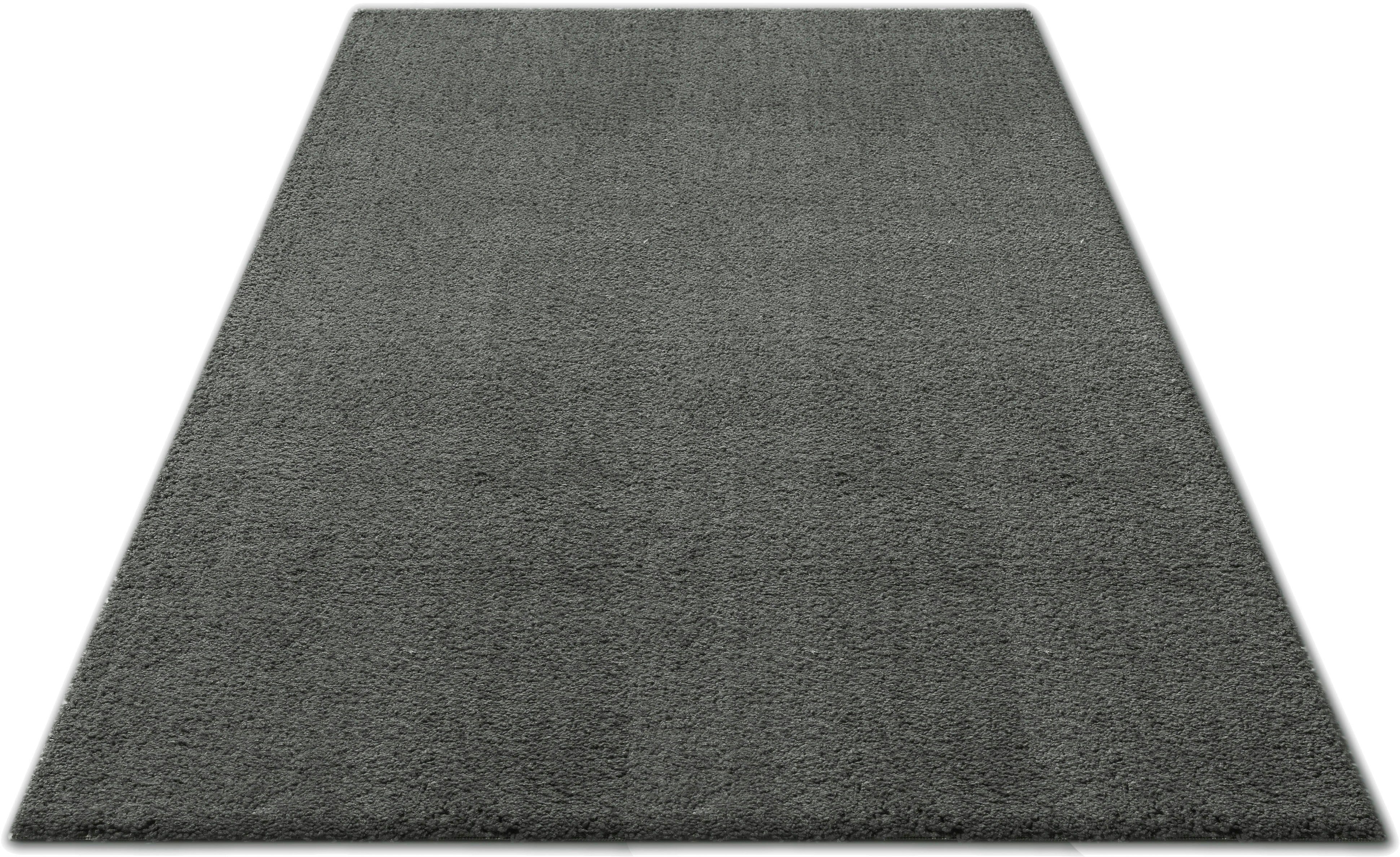 Hochflor-Teppich Ilvi, andas, rechteckig, Höhe: 31 mm, extra flauschig, besonders weich durch Mikrofaser, einfarbig, weich dunkelgrau